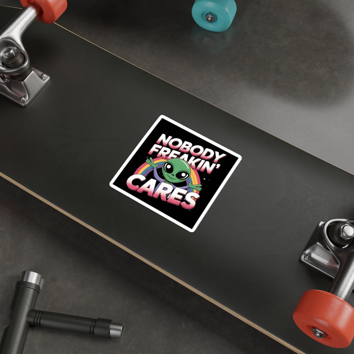 Nobody Freakin’ Cares Alien Sticker – Die-Cut Vinyl Sticker