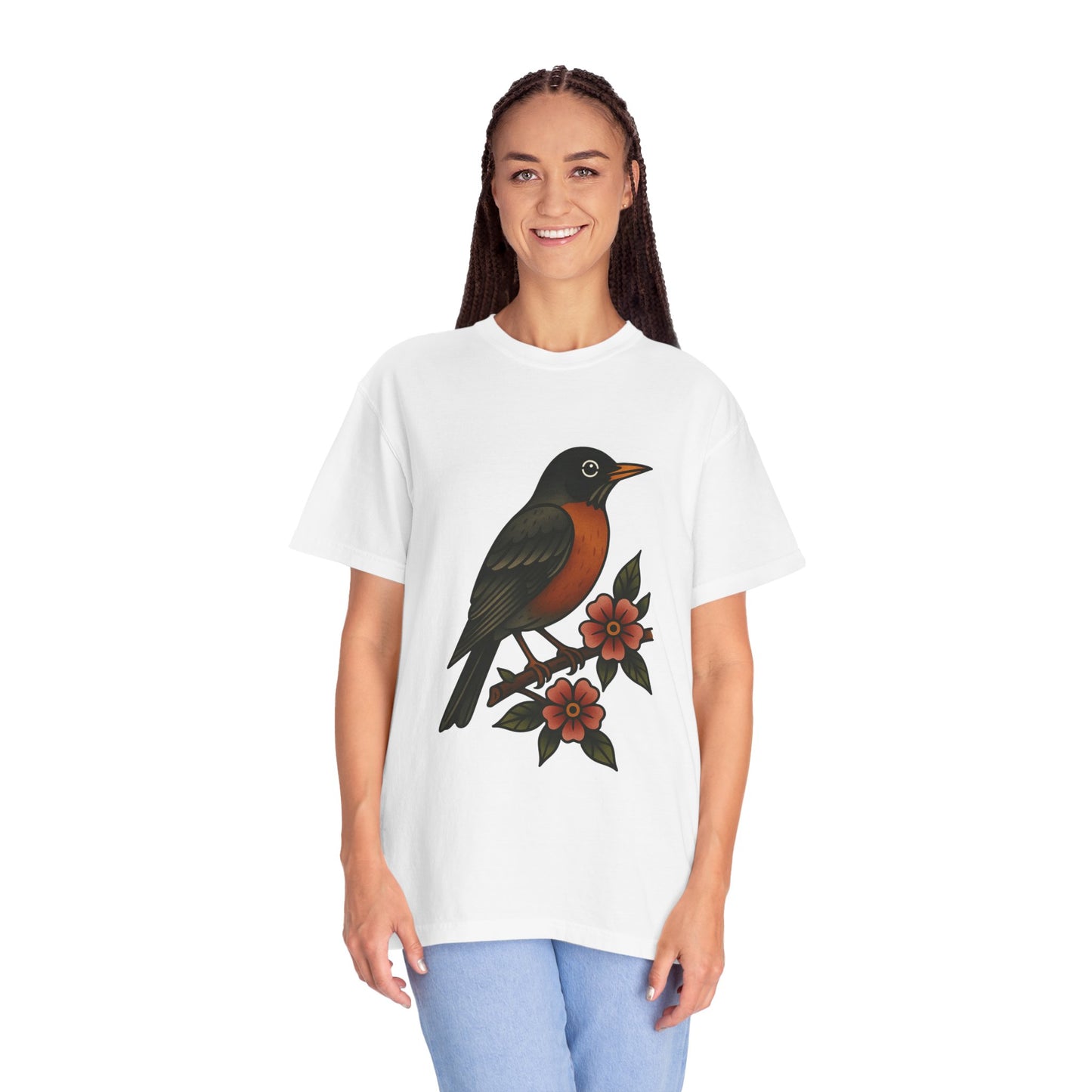 Robin & Wildflower Tattoo Tee – Comfort Colors Unisex Garment-Dyed T-Shirt