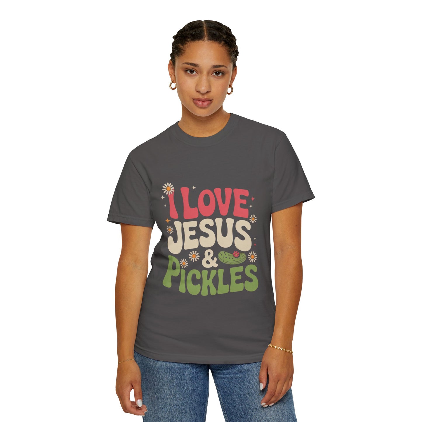 I Love Jesus & Pickles Tee – Faith Meets Flavor Comfort Colors T-Shirt