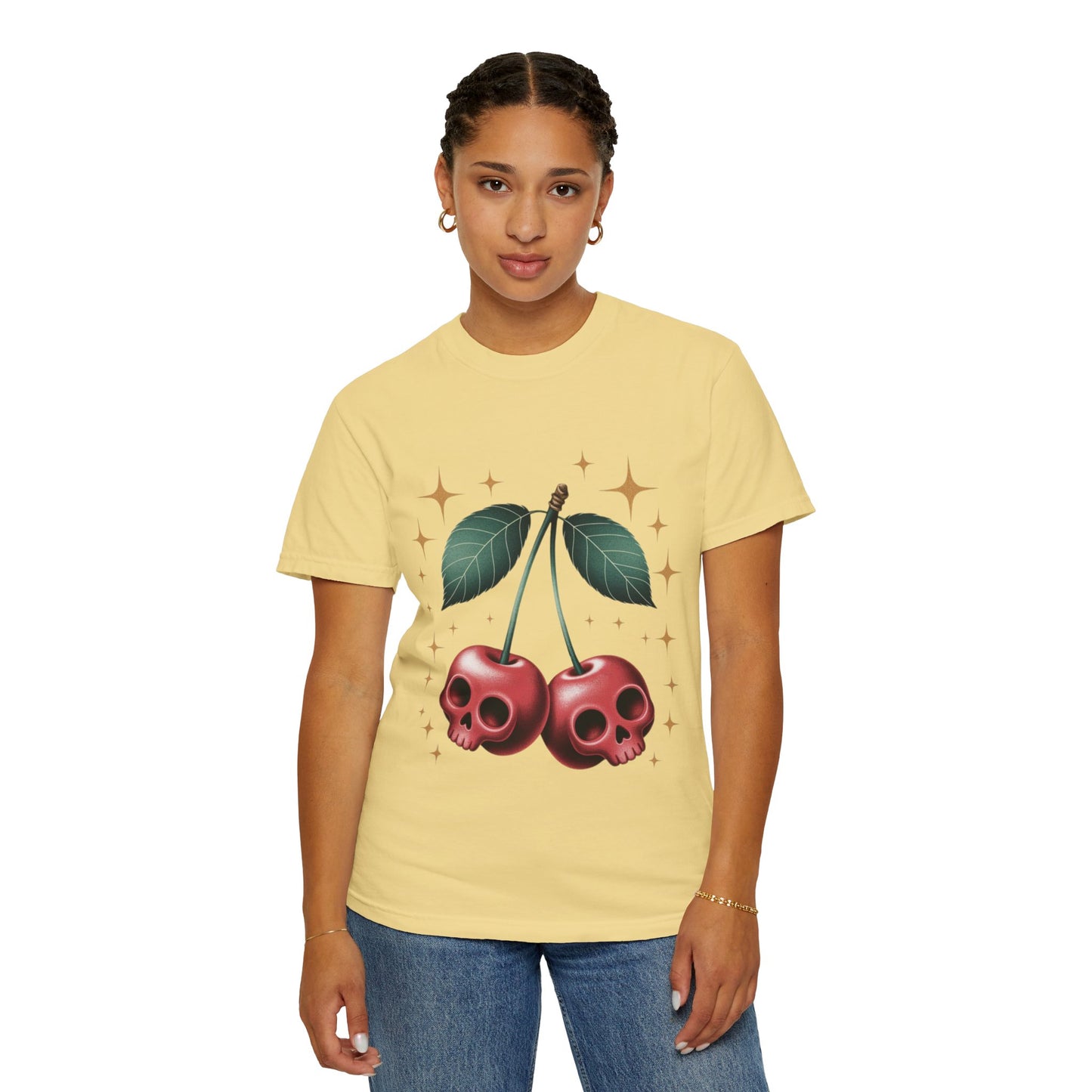 Cherry Skulls Tee – Dark Fruit Comfort Colors Graphic T-Shirt