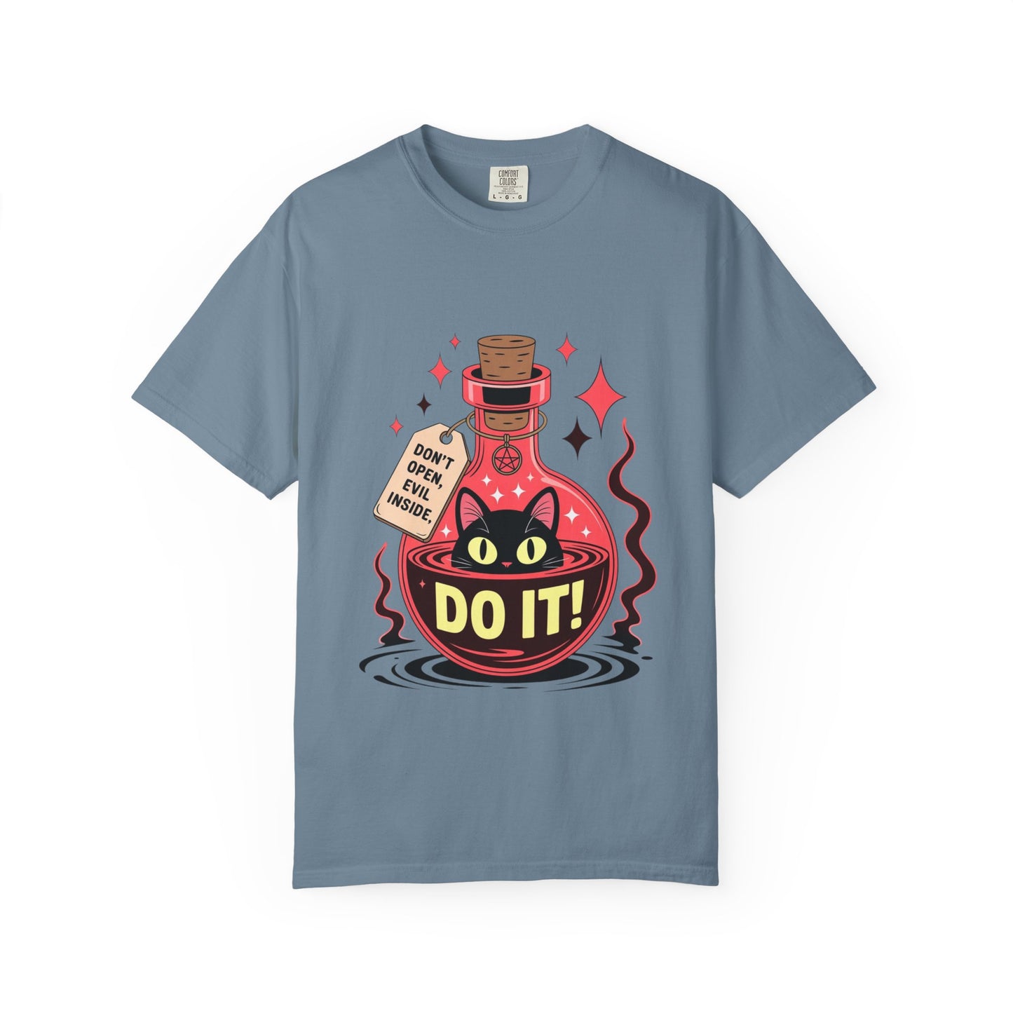 Evil Cat Potion Tee – Gothic Bottle Familiar Comfort Colors T-Shirt