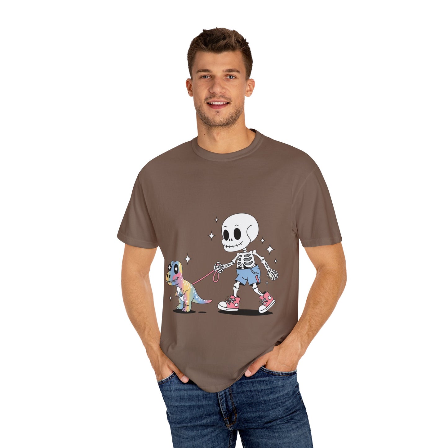Dino Walk Tee – Skeleton Walking Rainbow Dinosaur Shirt
