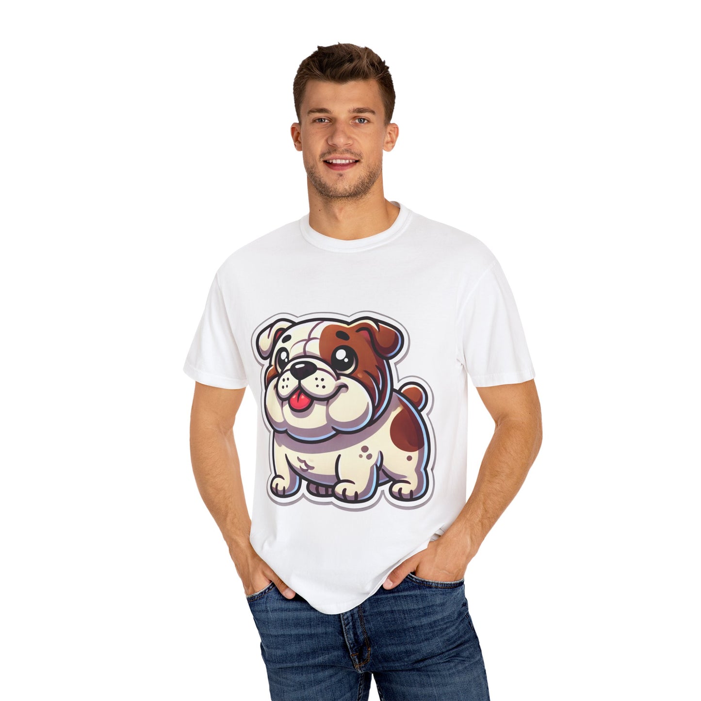 Cute English Bulldog Cartoon T-Shirt – Comfort Colors Unisex Garment-Dyed Tee