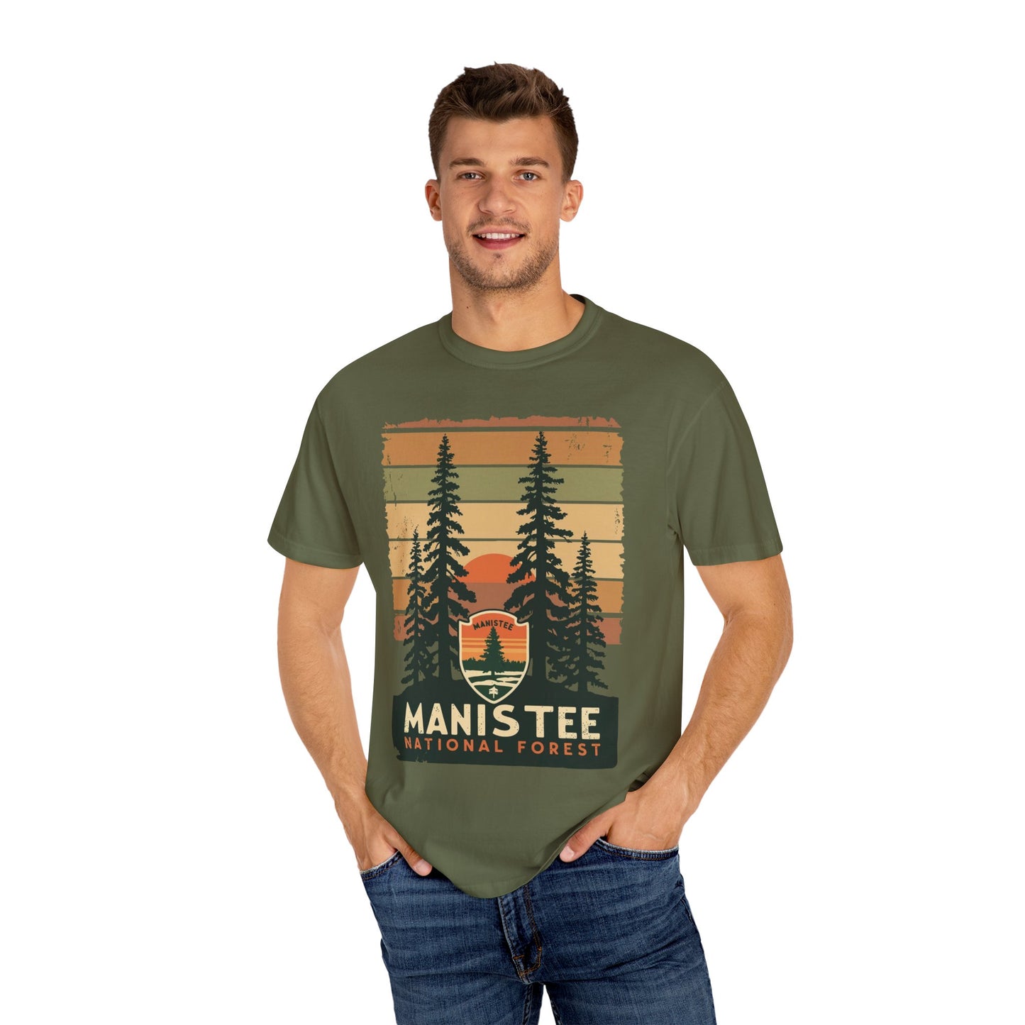 Manistee National Forest Unisex T-Shirt β Michigan Outdoors Shirt with Tree Design, Nature & Hiking Tee