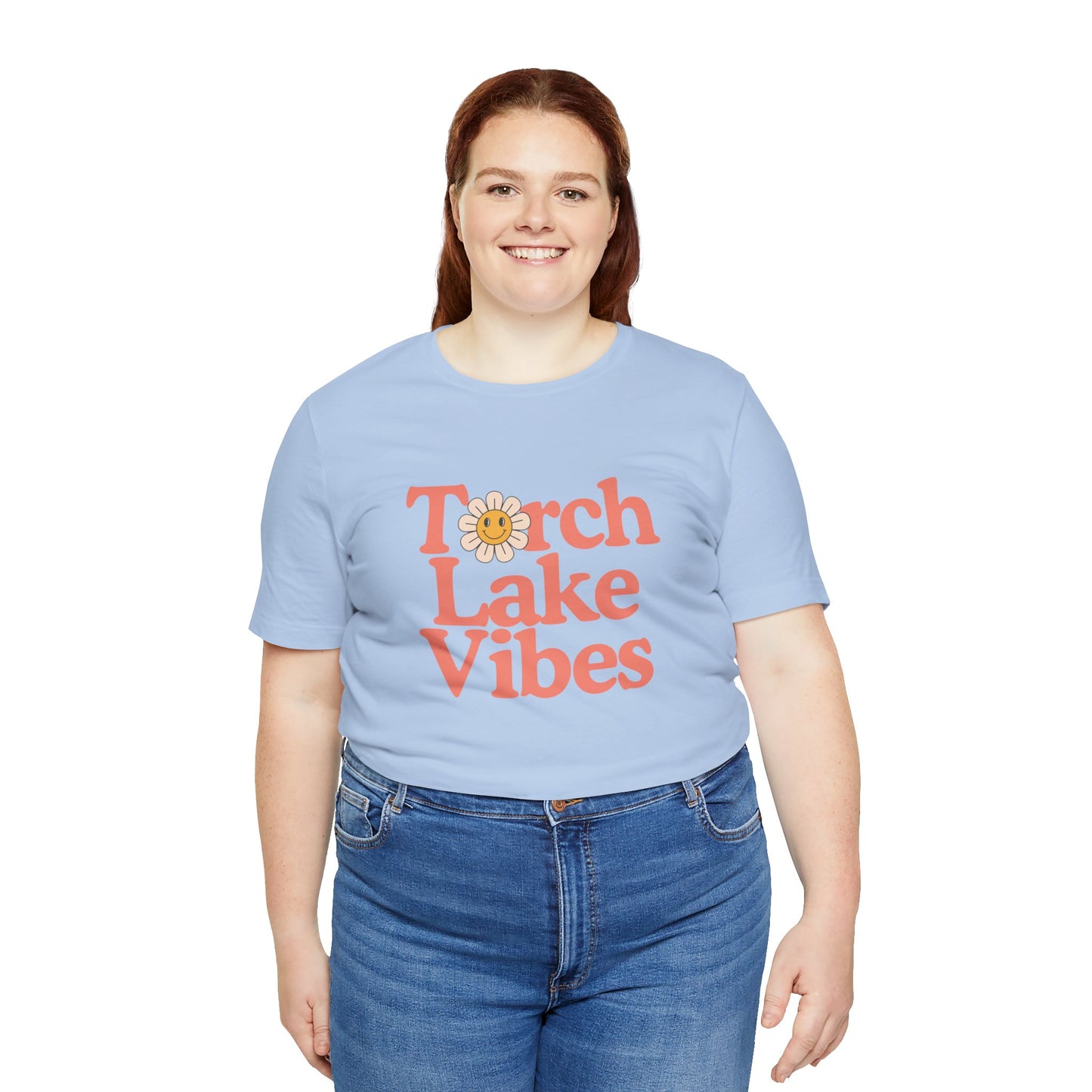 Torch Lake Vibes T-Shirt – Women’s Michigan Lake Life Tee with Floral Design, Summer Boating Shirt