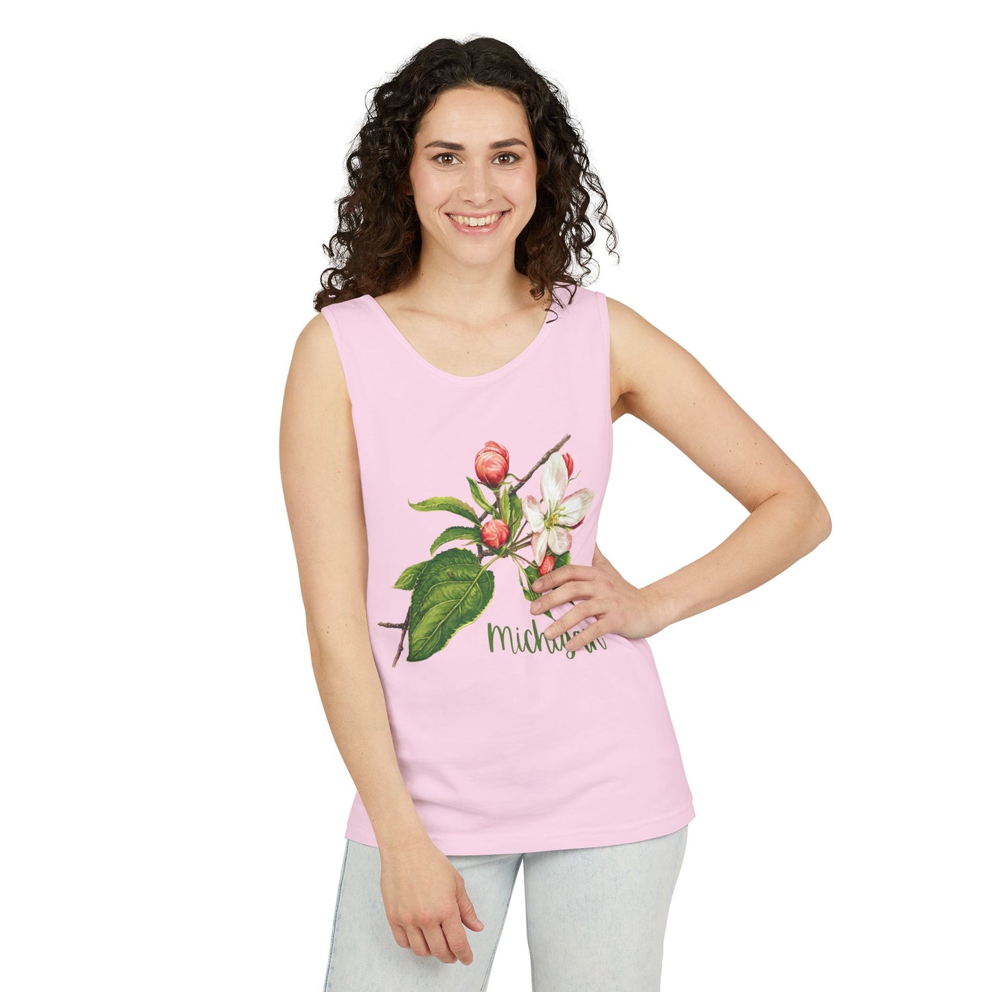 Michigan Cherry Blossom Unisex Tank Top – 100% Ring-Spun Cotton Floral Tank for Women Who Love Michigan