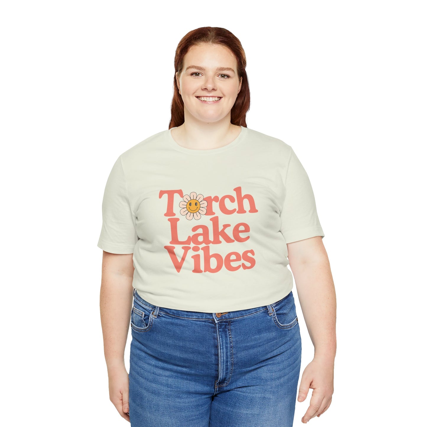 Torch Lake Vibes T-Shirt – Women’s Michigan Lake Life Tee with Floral Design, Summer Boating Shirt