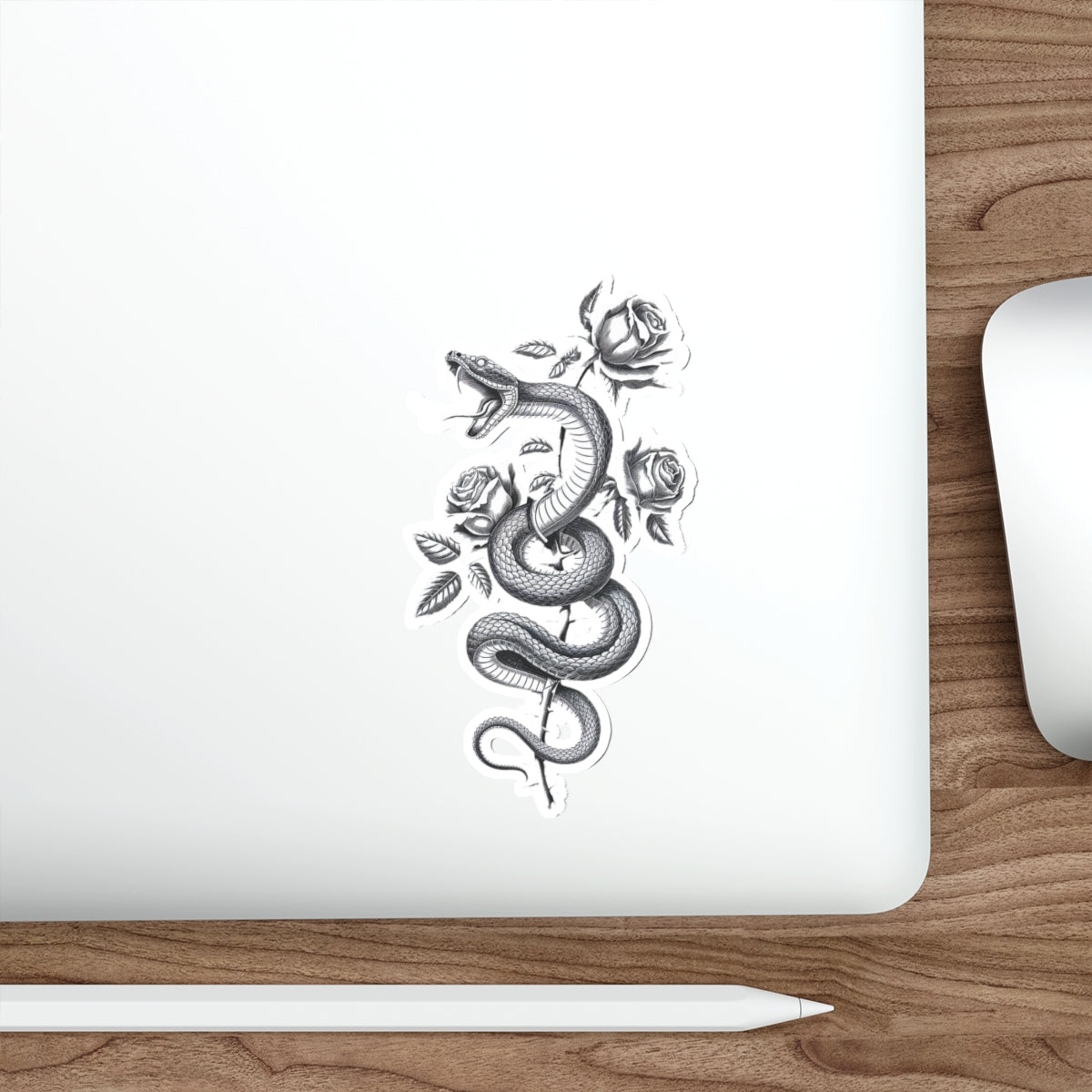 Snake and Rose Sticker – Die-Cut Vinyl Sticker