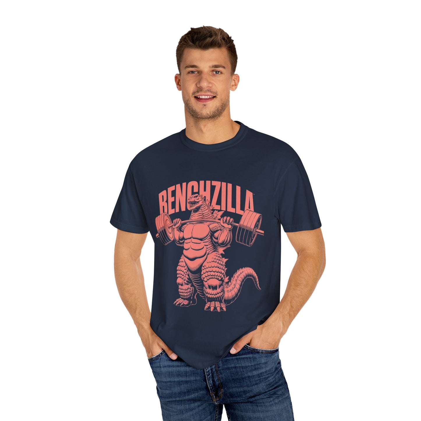 Benchzilla Gym Tee – Godzilla Lifting Parody Shirt