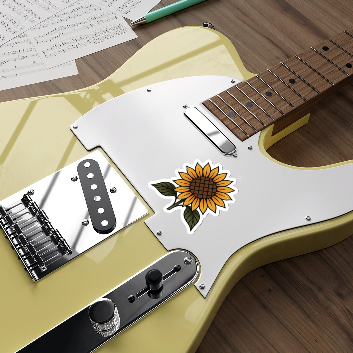 Sunflower Tattoo Sticker – Bold Flash Floral Vinyl Decal