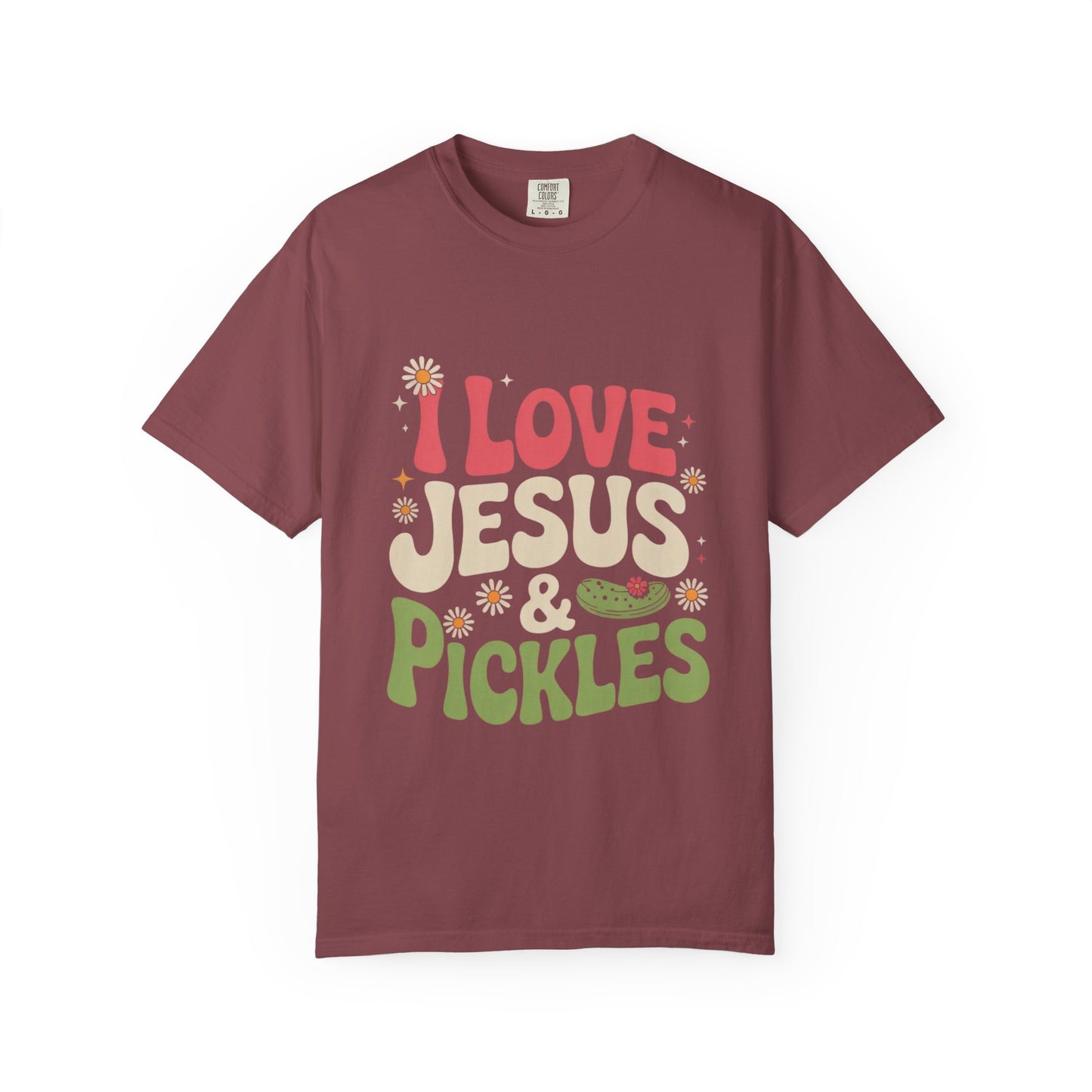 I Love Jesus & Pickles Tee – Faith Meets Flavor Comfort Colors T-Shirt