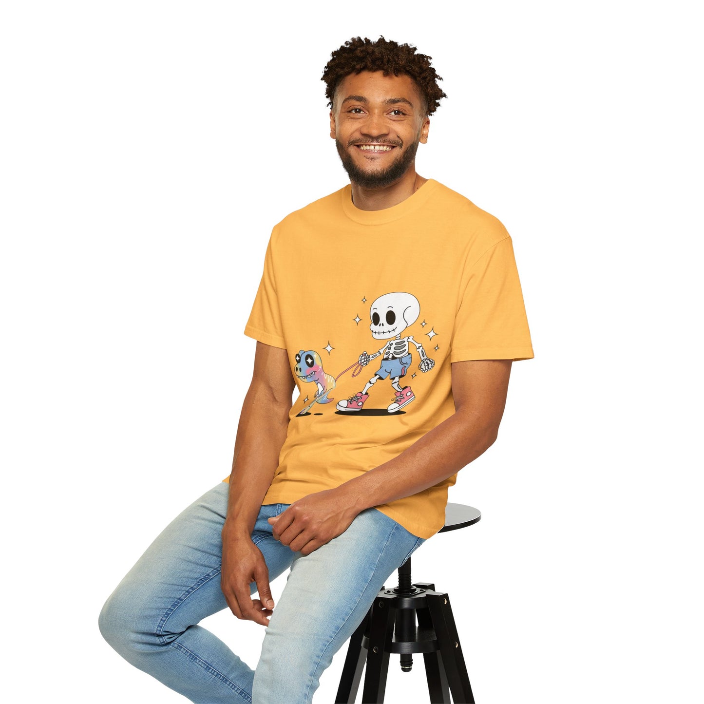 Dino Walk Tee – Skeleton Walking Rainbow Dinosaur Shirt