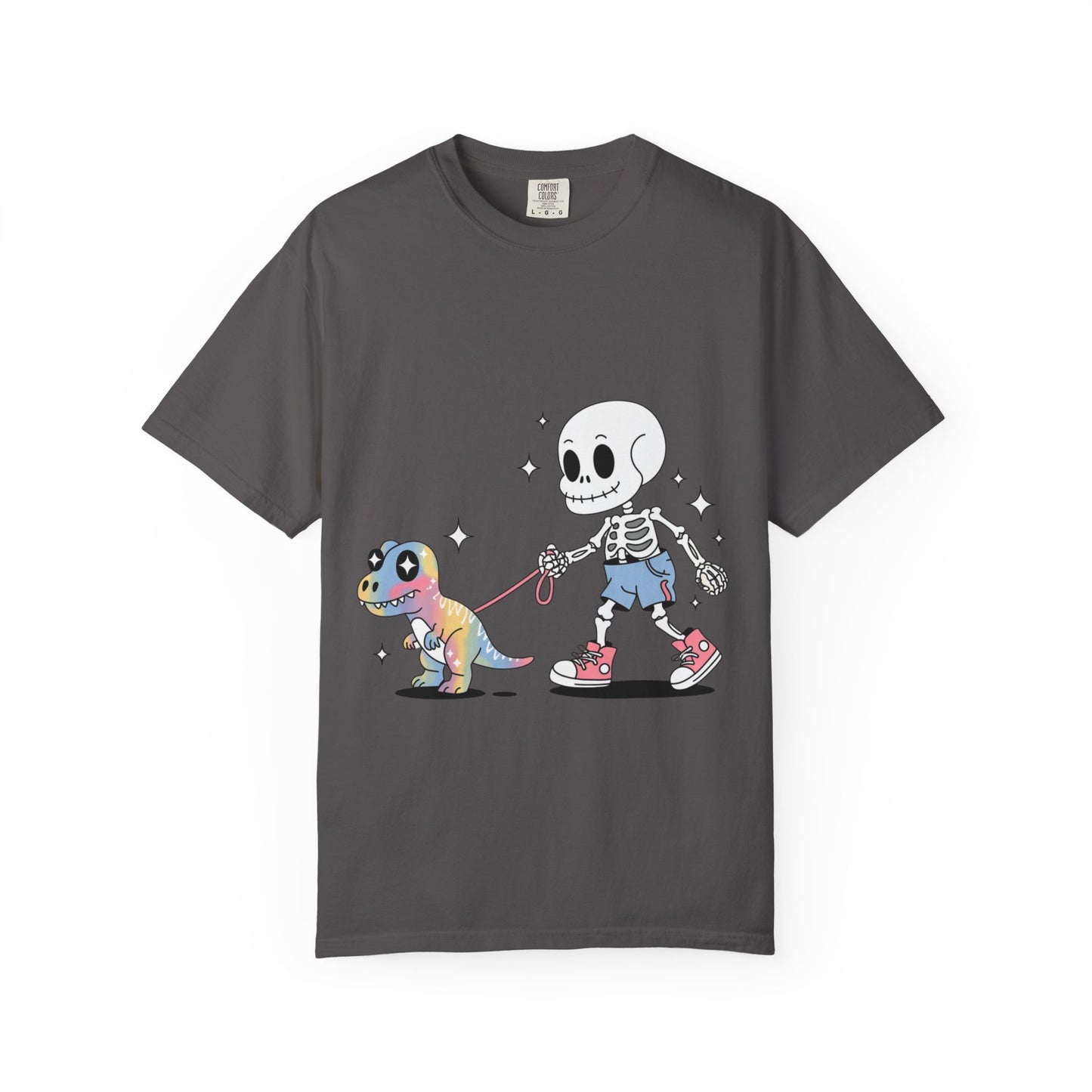 Dino Walk Tee – Skeleton Walking Rainbow Dinosaur Shirt