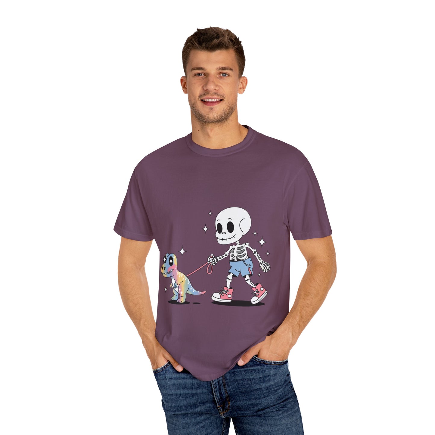 Dino Walk Tee – Skeleton Walking Rainbow Dinosaur Shirt