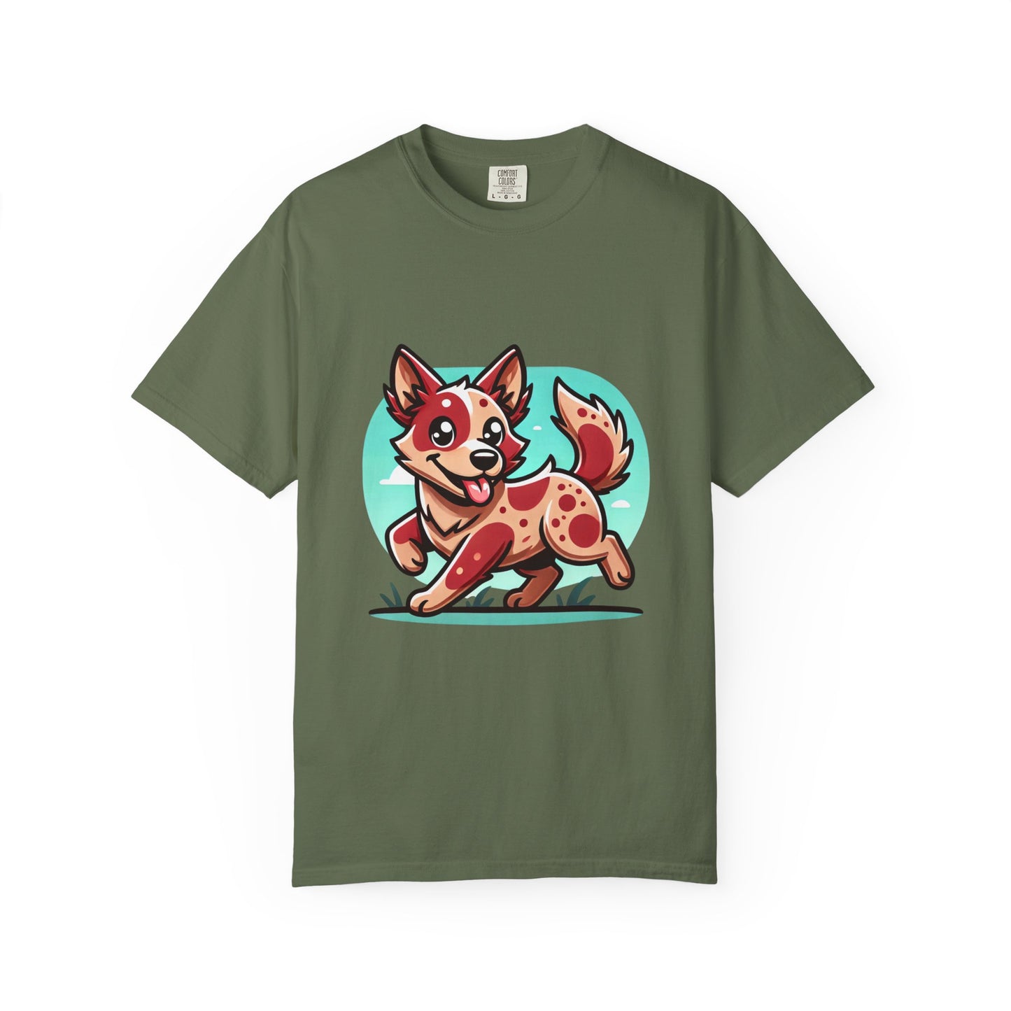 Playful Red Heeler Cartoon Dog T-Shirt – Comfort Colors Unisex Garment-Dyed Tee