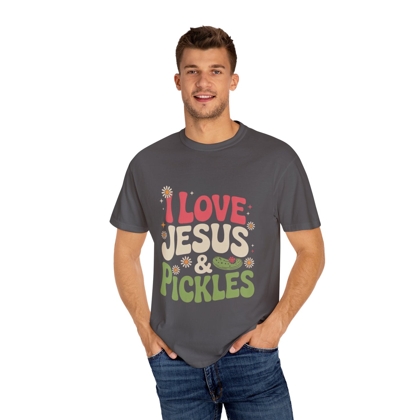 I Love Jesus & Pickles Tee – Faith Meets Flavor Comfort Colors T-Shirt