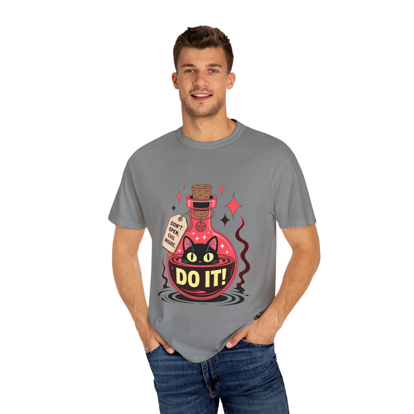 Evil Cat Potion Tee – Gothic Bottle Familiar Comfort Colors T-Shirt