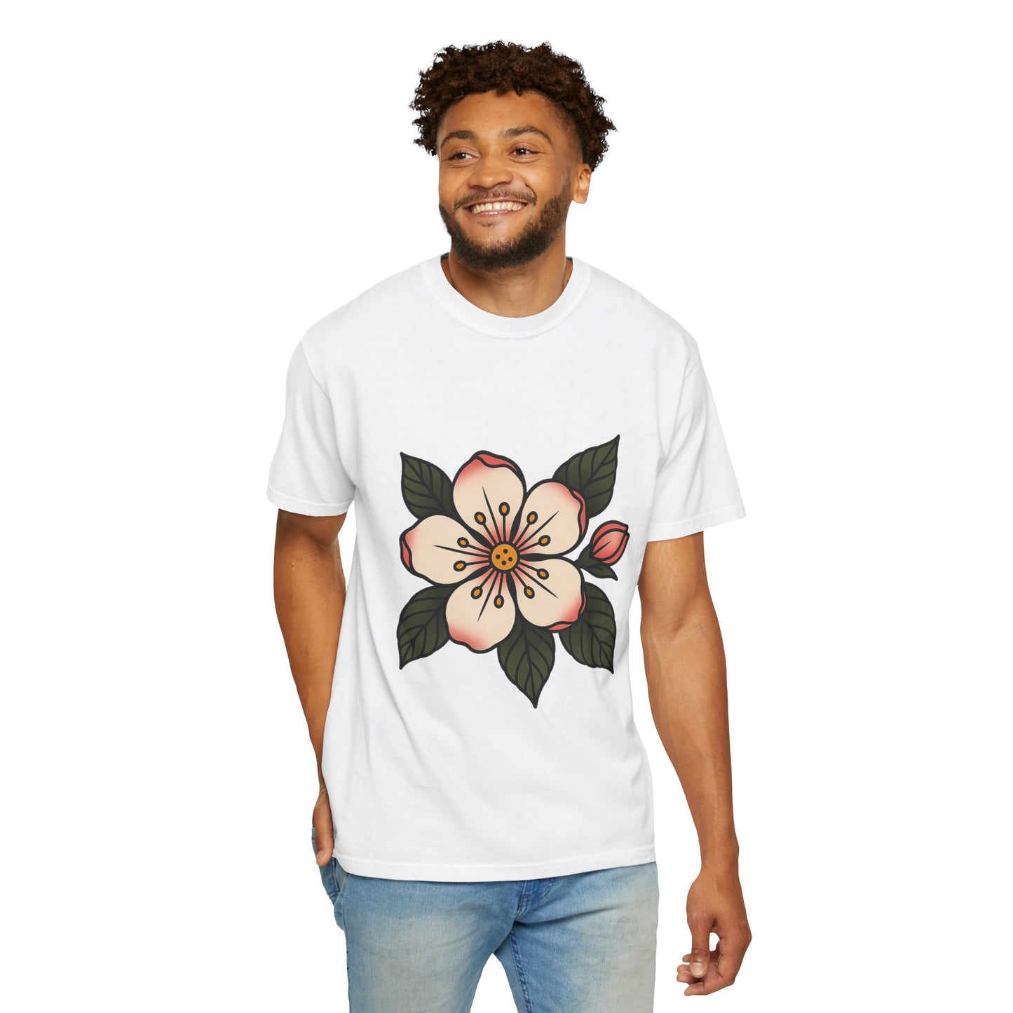 Traditional Blossom Tattoo Tee – Comfort Colors Unisex Garment-Dyed T-Shirt