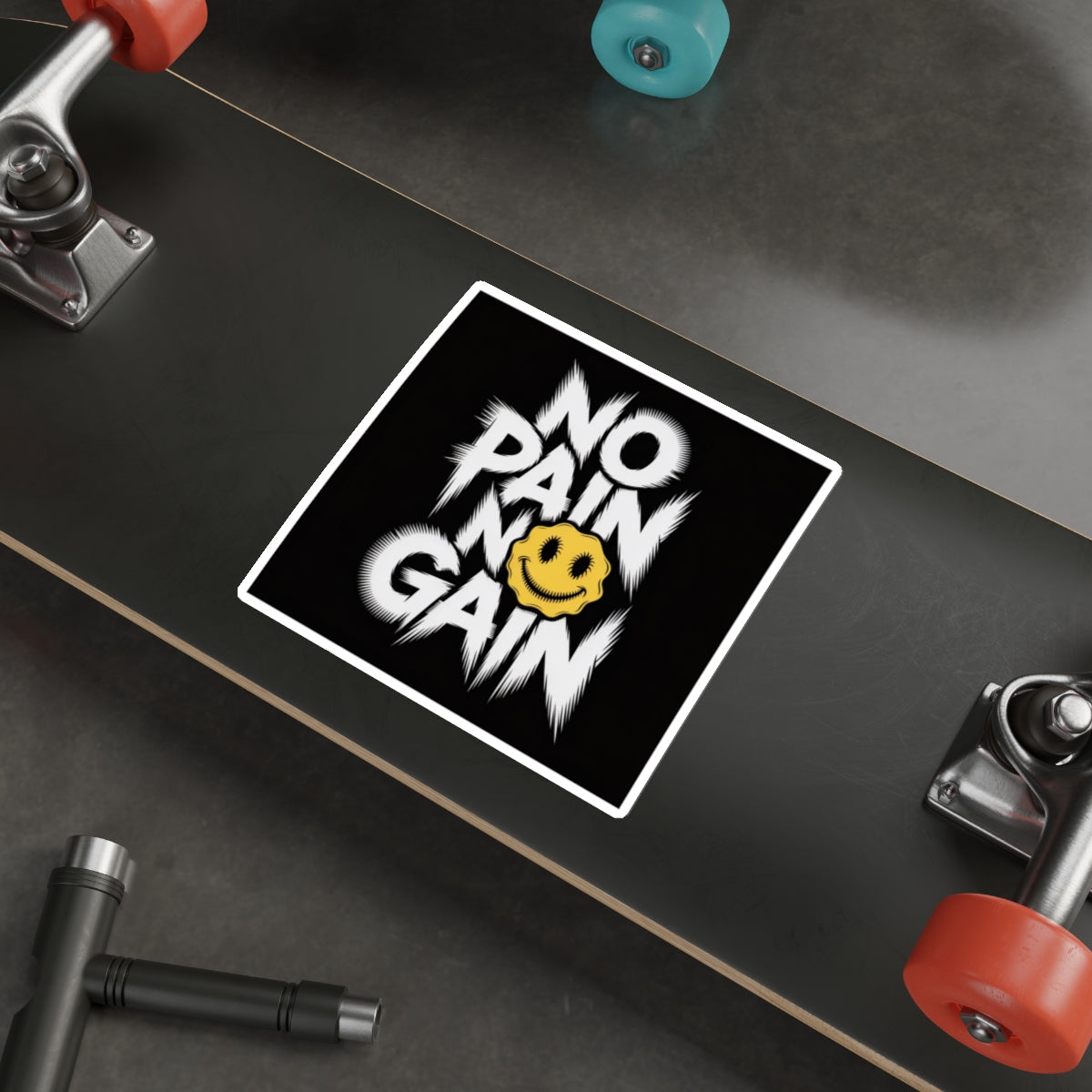 No Pain No Gain Smiley Sticker – Die-Cut Vinyl Sticker