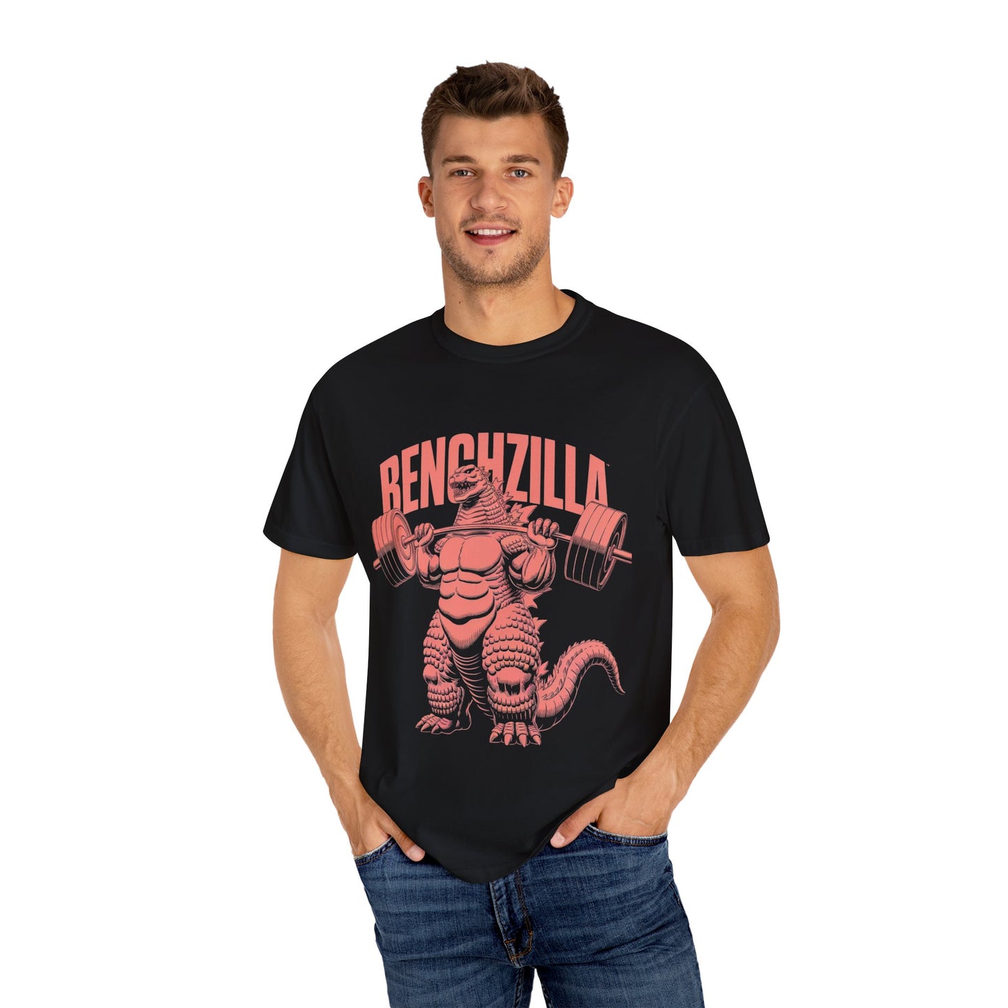 Benchzilla Gym Tee – Godzilla Lifting Parody Shirt
