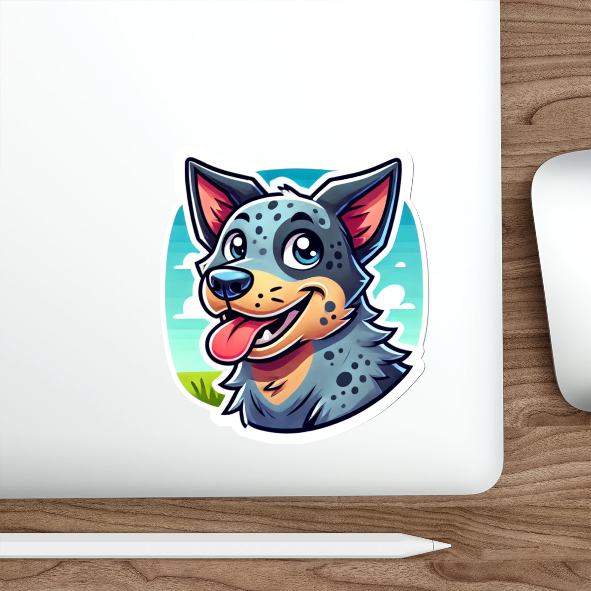 Cartoon Blue Heeler Sticker – Cute Australian Cattle Dog Vinyl Decal