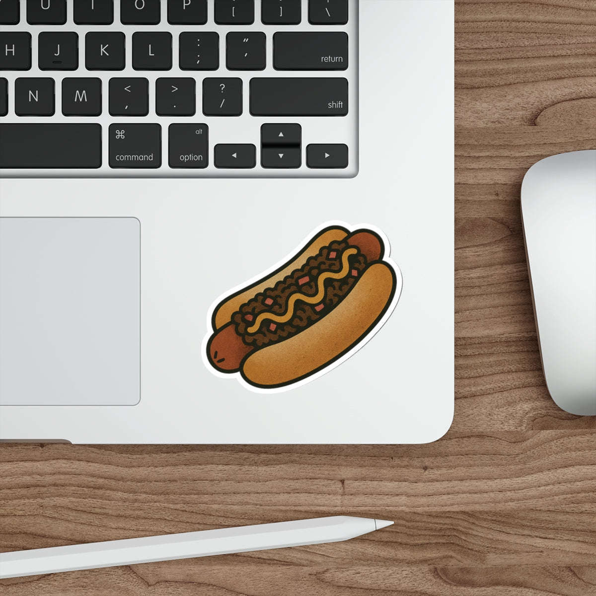 Chili Dog with Mustard Sticker – Tattoo Style Food Vinyl Decal