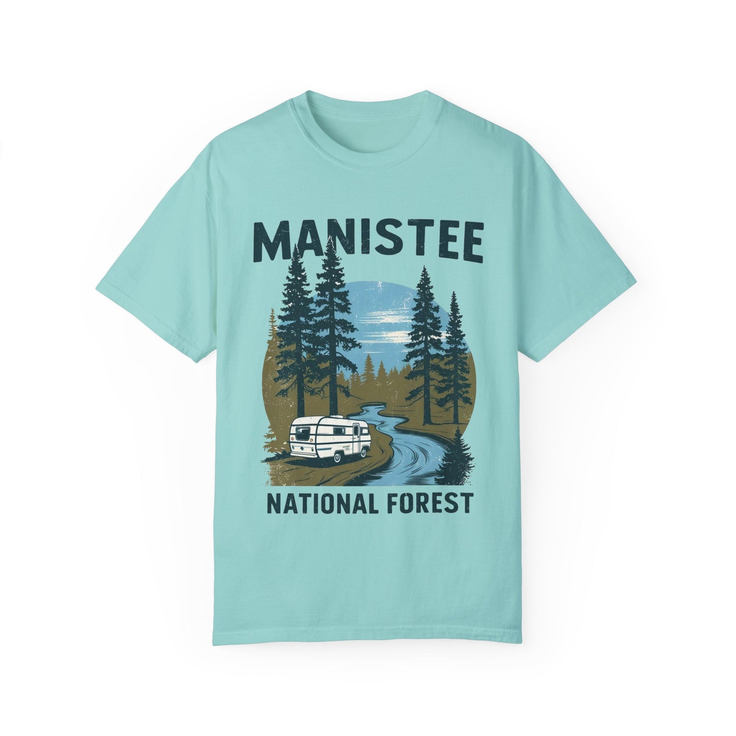 Manistee National Forest RV T-Shirt β Unisex Michigan Camping Tee with Trees & Camper Van Design