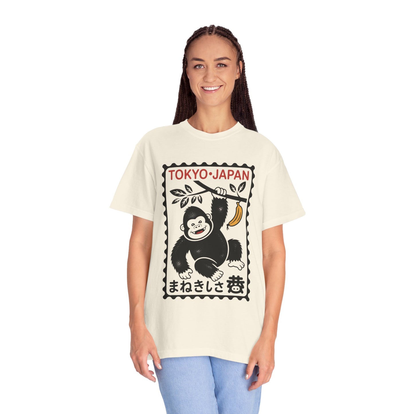 Tokyo Banana Gorilla Tee – Japanese Stamp-Inspired Comfort Colors T-Shirt