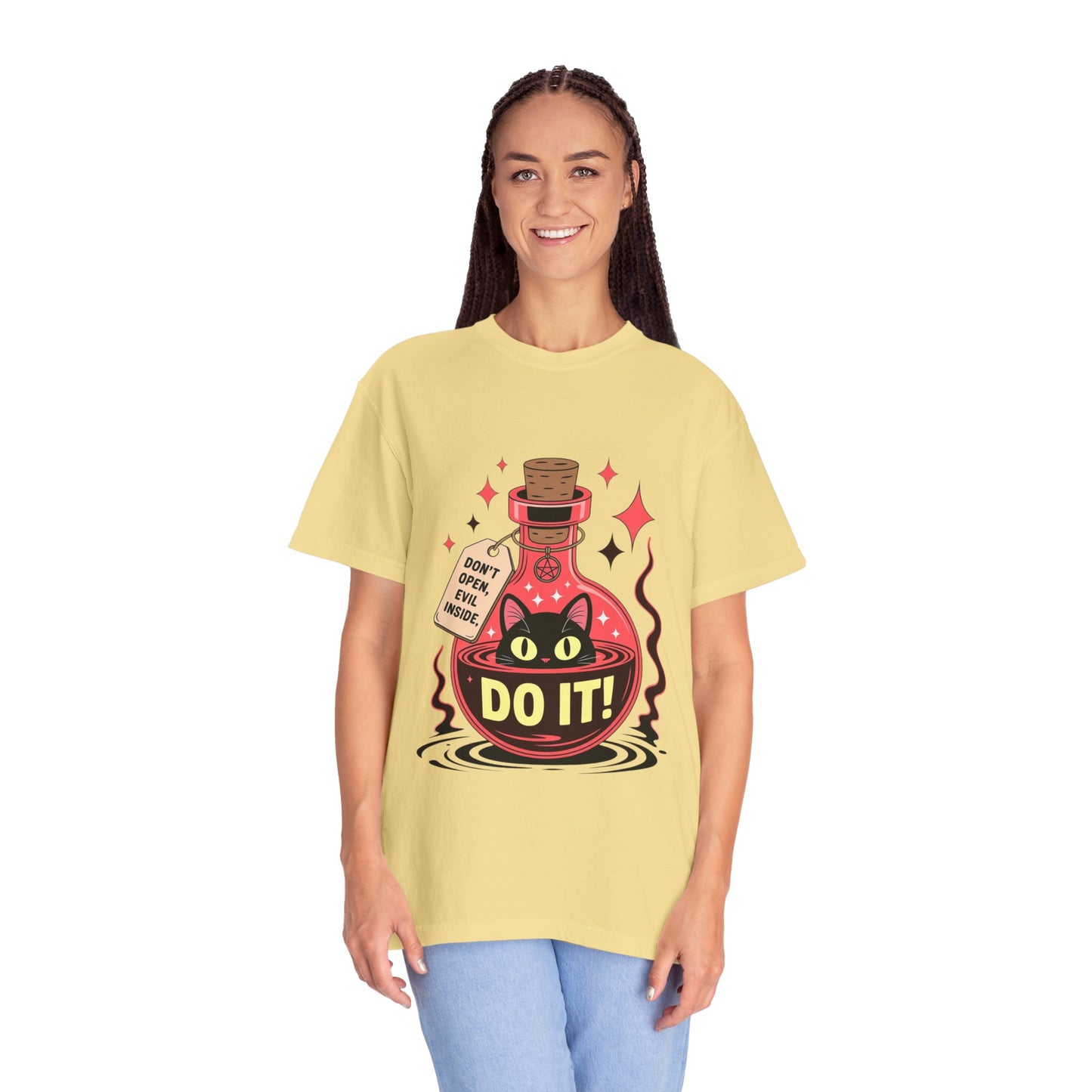Evil Cat Potion Tee – Gothic Bottle Familiar Comfort Colors T-Shirt