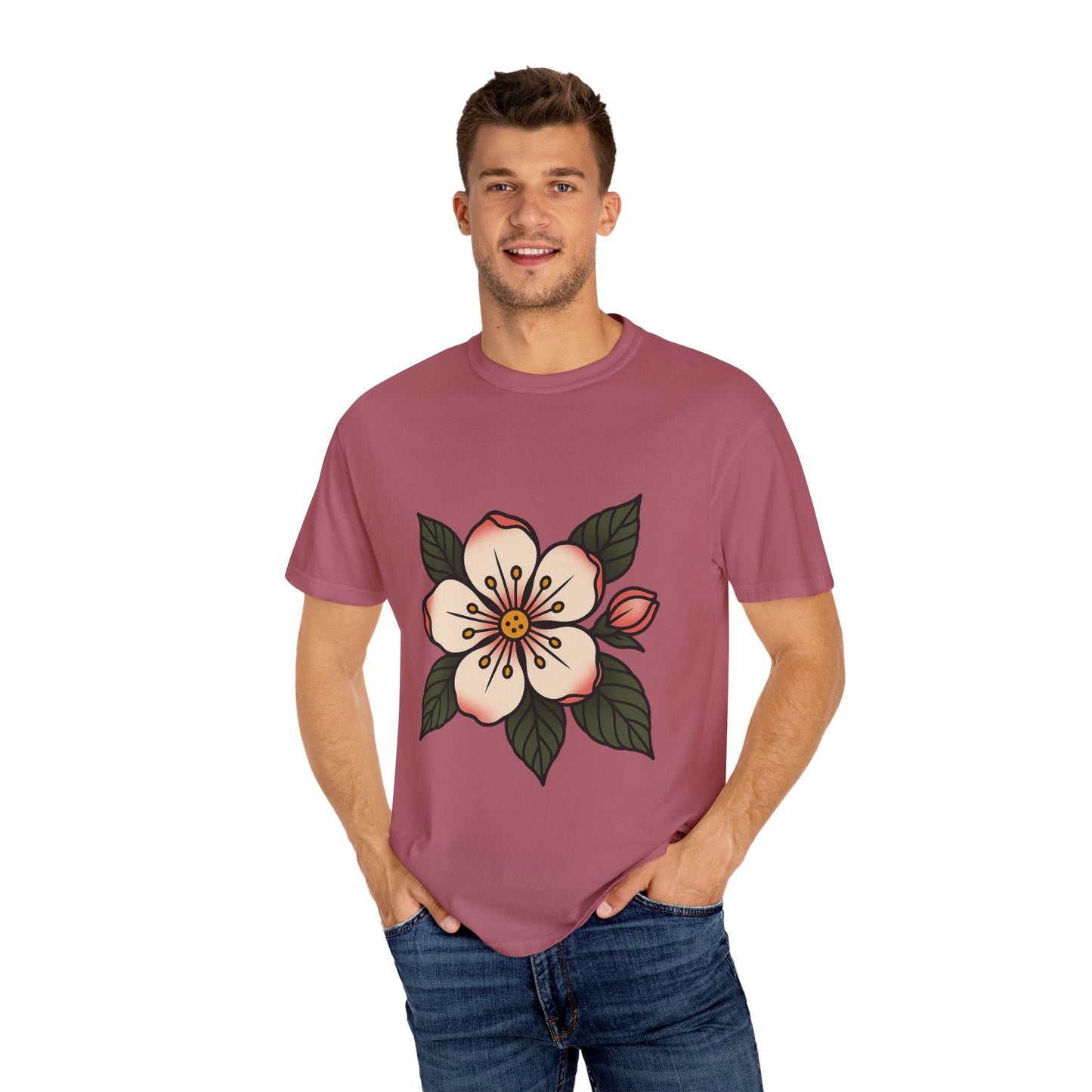 Traditional Blossom Tattoo Tee – Comfort Colors Unisex Garment-Dyed T-Shirt