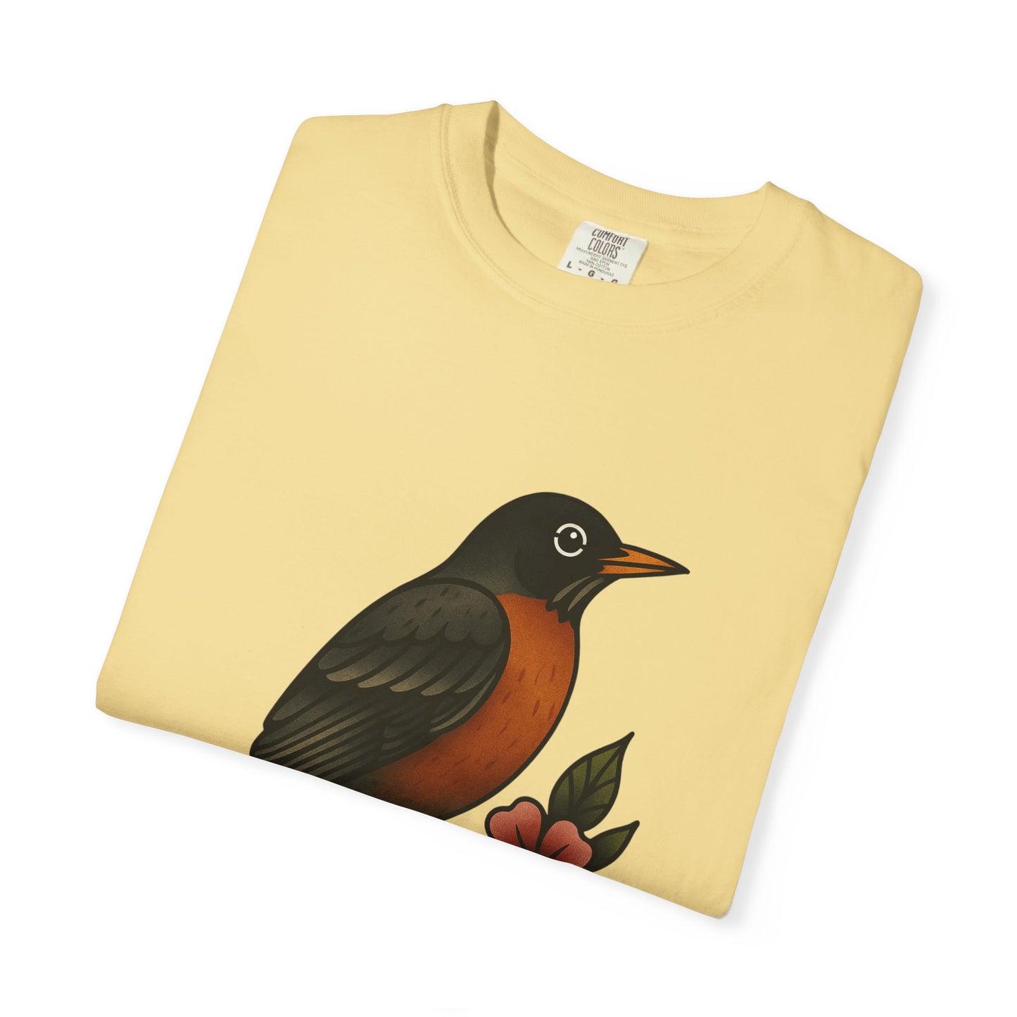 Robin & Wildflower Tattoo Tee – Comfort Colors Unisex Garment-Dyed T-Shirt