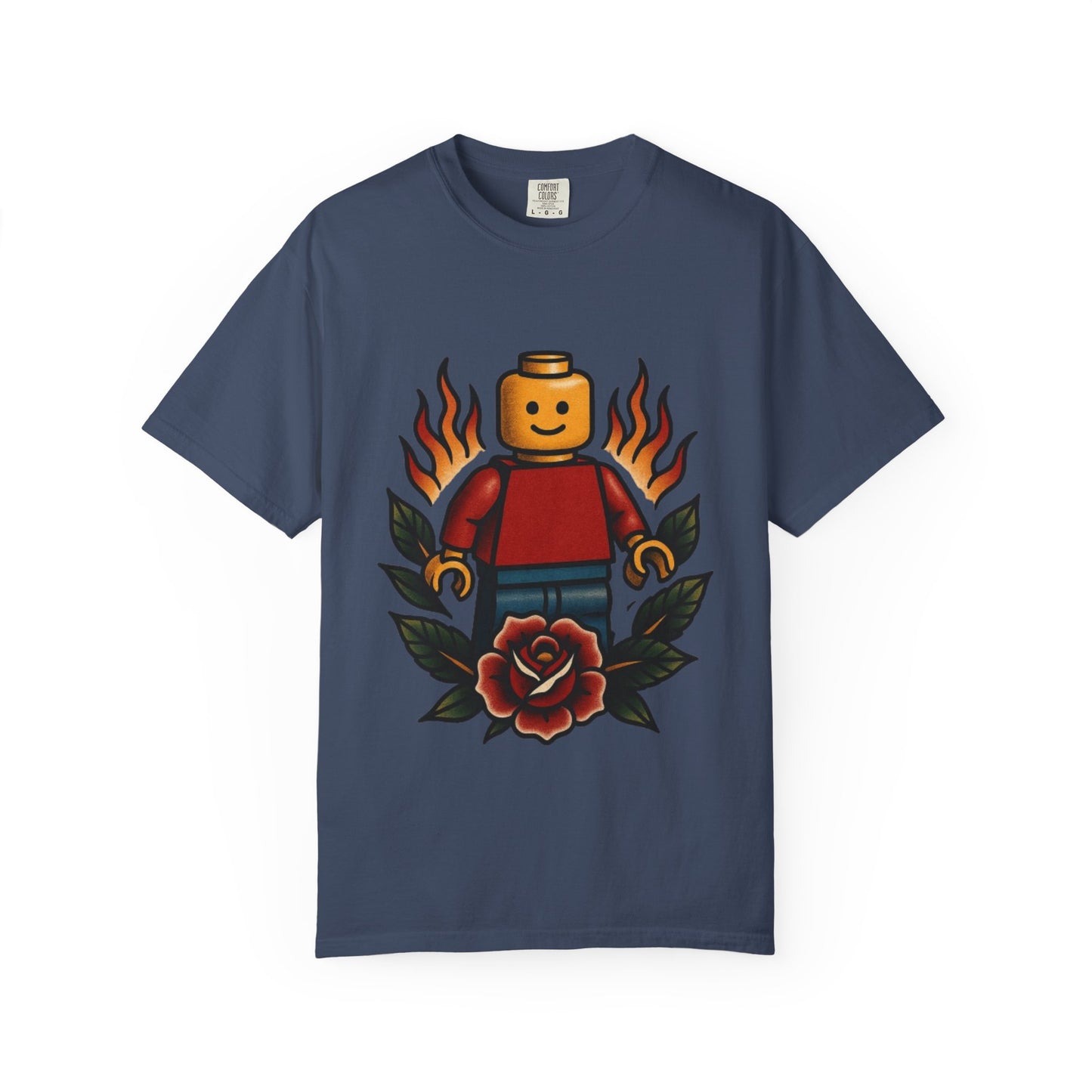 Lego Flame Rose Tattoo Tee – Comfort Colors Unisex Garment-Dyed T-Shirt