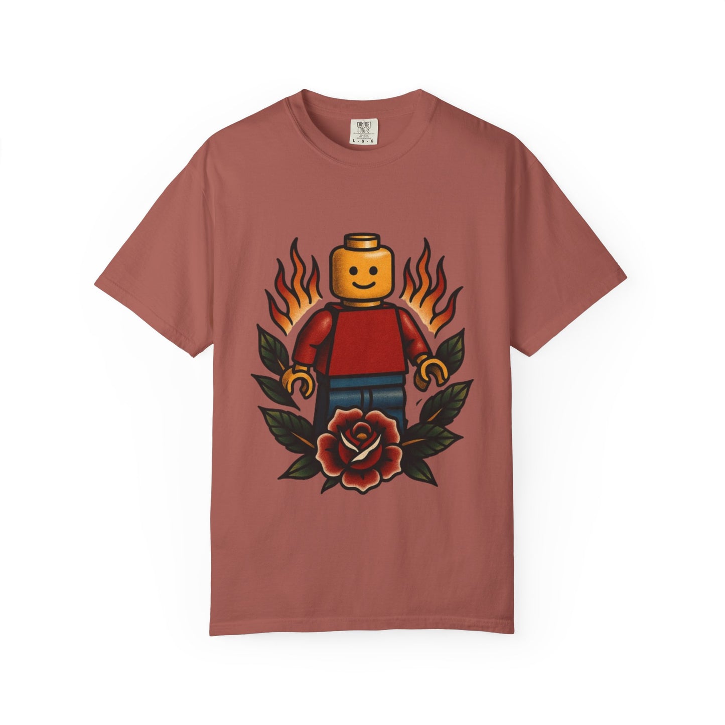 Lego Flame Rose Tattoo Tee – Comfort Colors Unisex Garment-Dyed T-Shirt