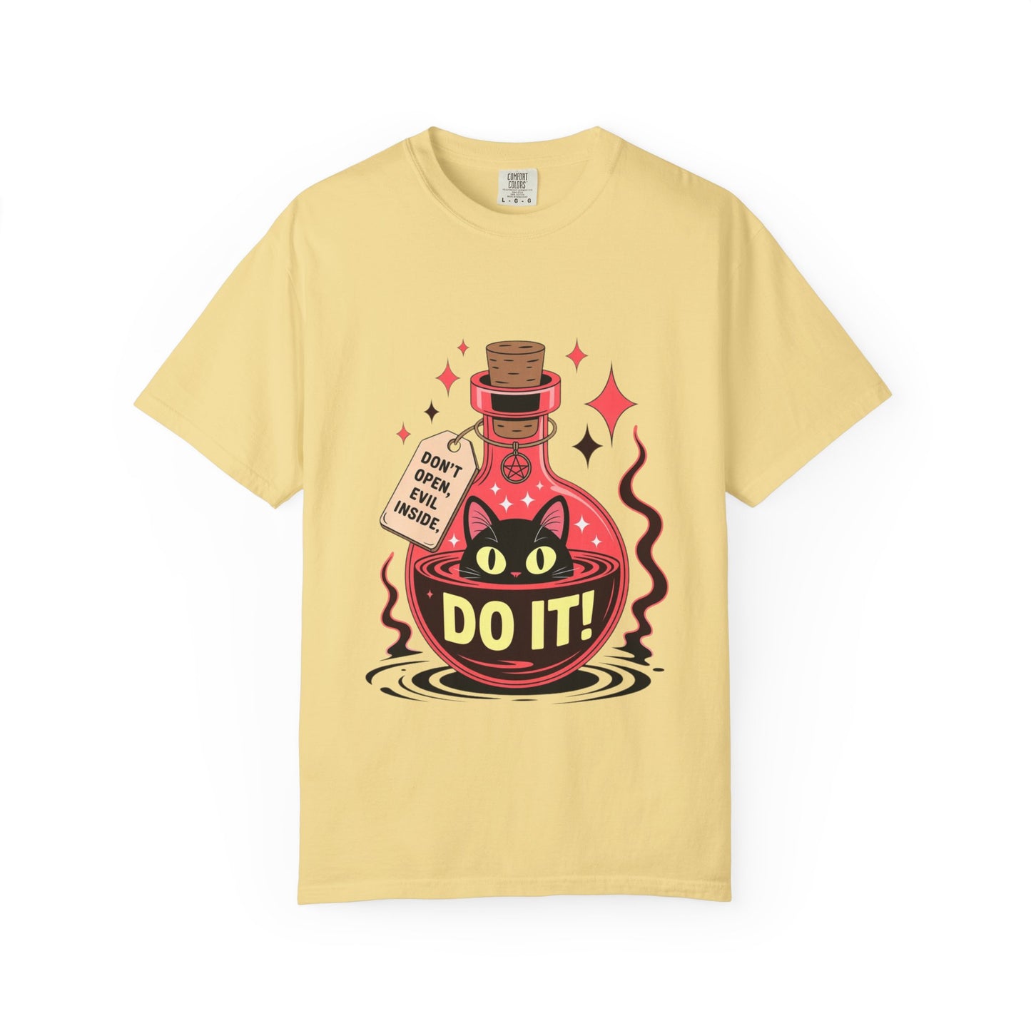 Evil Cat Potion Tee – Gothic Bottle Familiar Comfort Colors T-Shirt