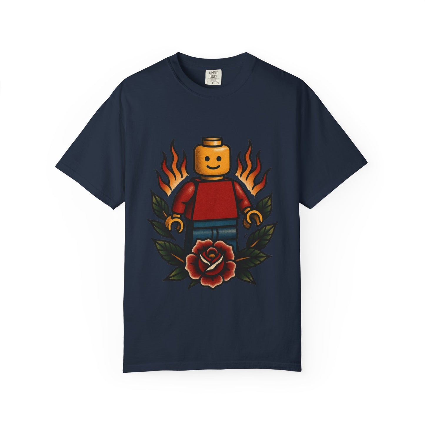Lego Flame Rose Tattoo Tee – Comfort Colors Unisex Garment-Dyed T-Shirt
