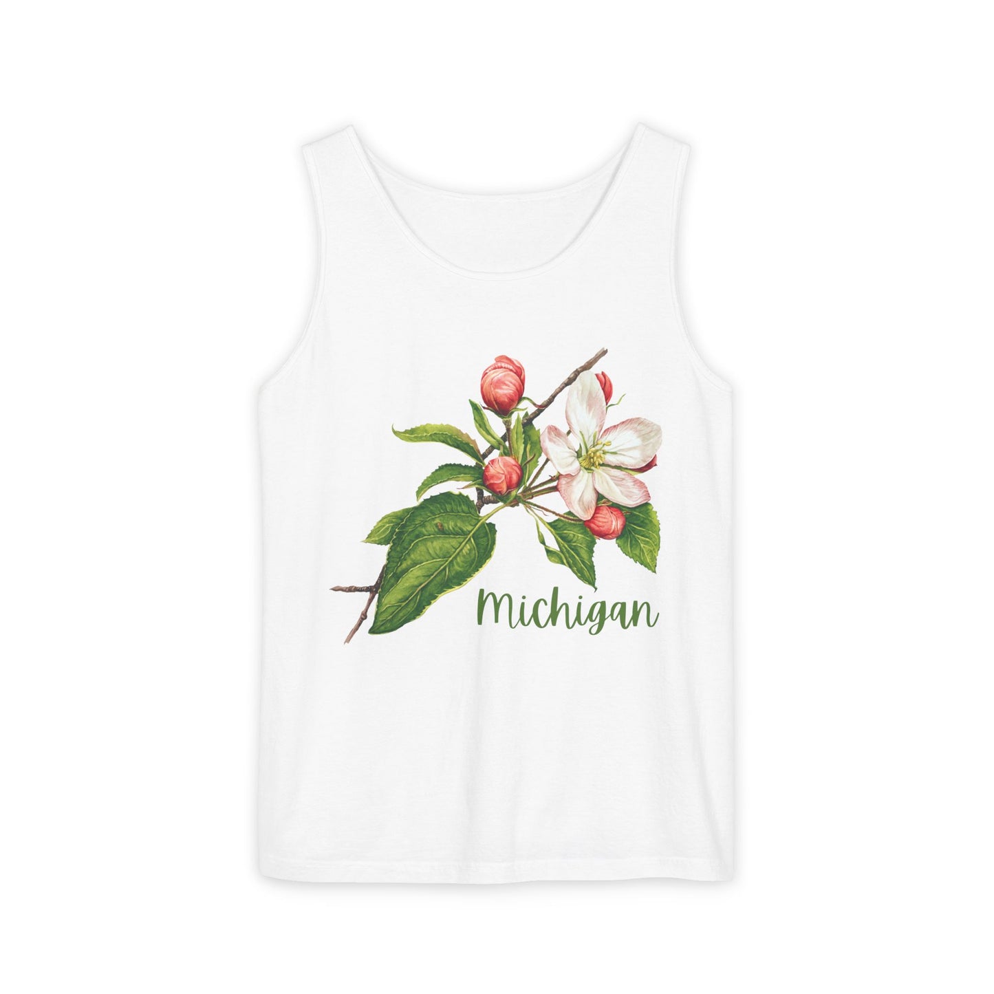 Michigan Cherry Blossom Unisex Tank Top – 100% Ring-Spun Cotton Floral Tank for Women Who Love Michigan
