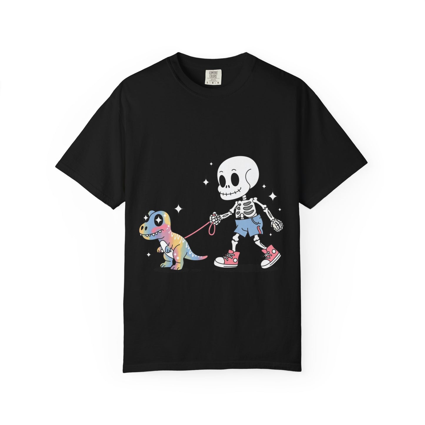 Dino Walk Tee – Skeleton Walking Rainbow Dinosaur Shirt