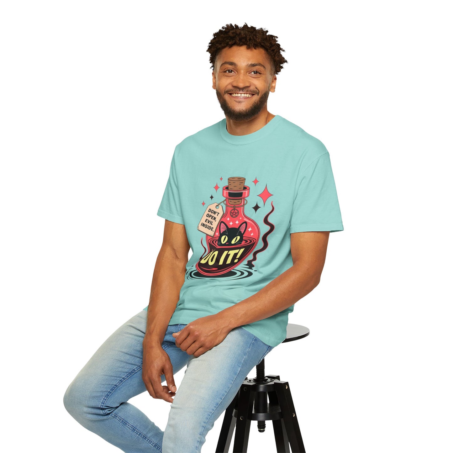 Evil Cat Potion Tee – Gothic Bottle Familiar Comfort Colors T-Shirt