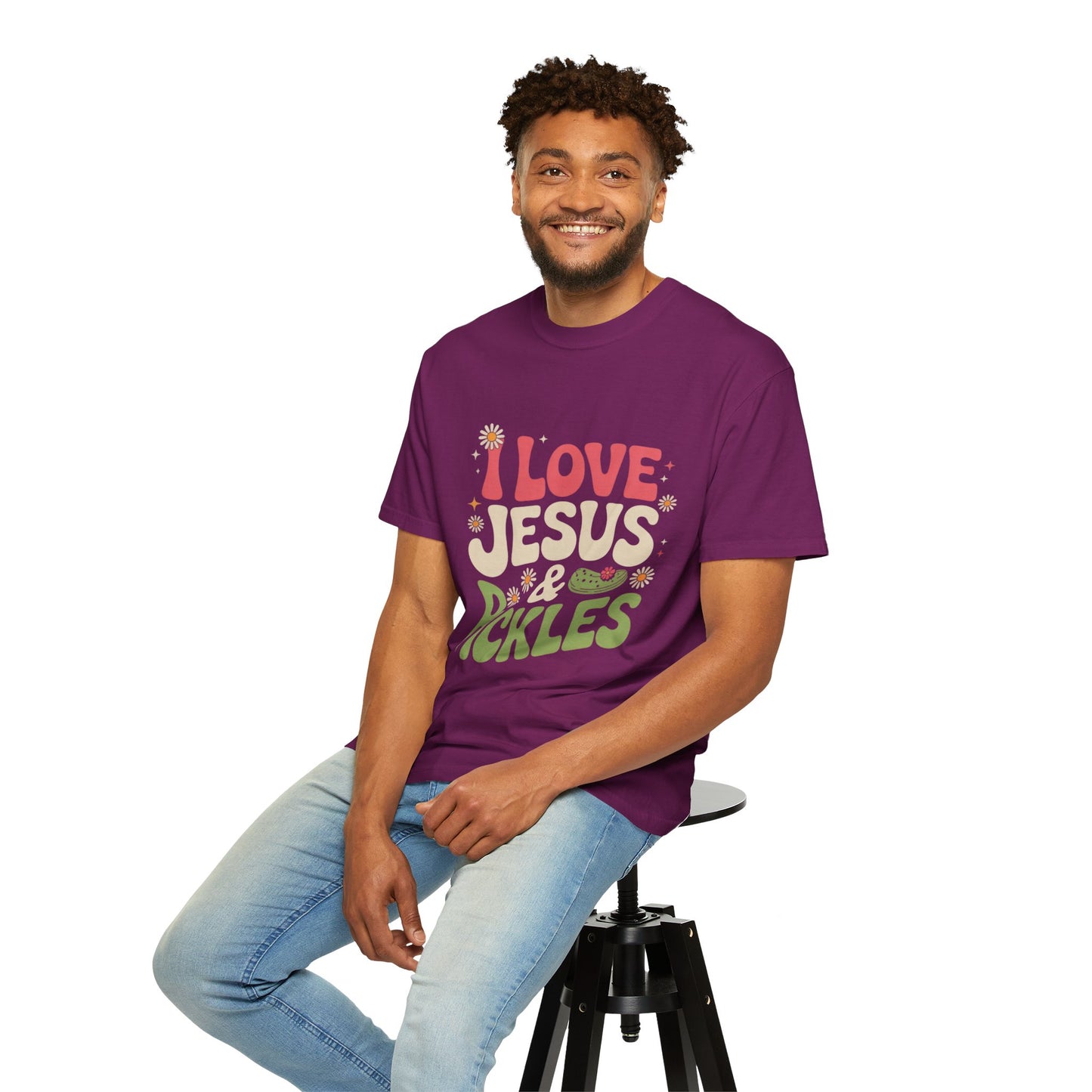 I Love Jesus & Pickles Tee – Faith Meets Flavor Comfort Colors T-Shirt