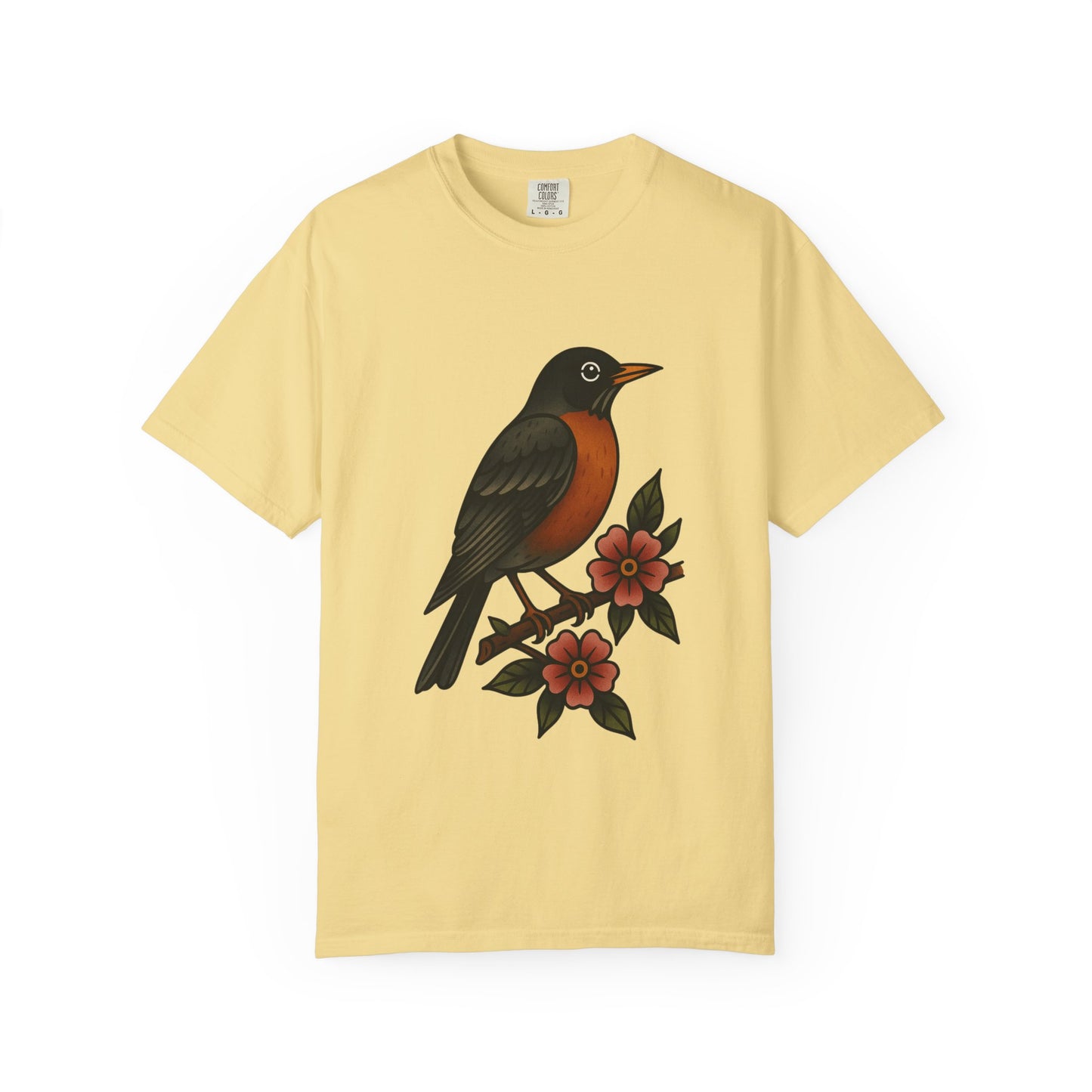 Robin & Wildflower Tattoo Tee – Comfort Colors Unisex Garment-Dyed T-Shirt