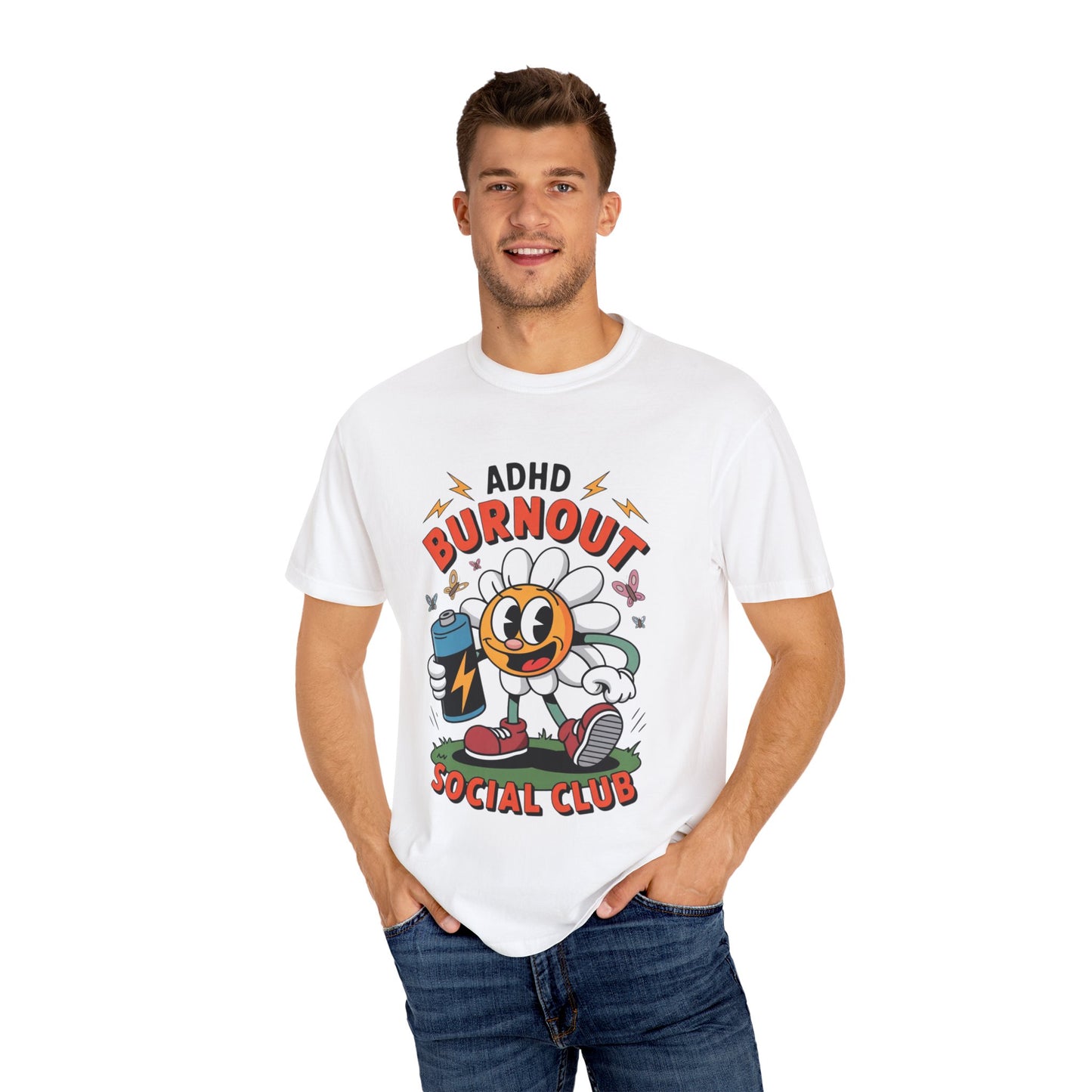 ADHD Burnout Social Club Tee – Funny Retro Flower Character Shirt