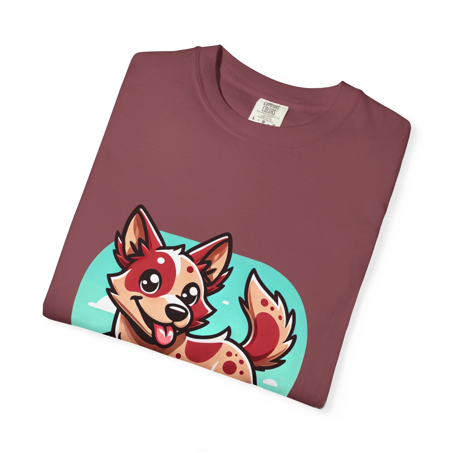 Playful Red Heeler Cartoon Dog T-Shirt – Comfort Colors Unisex Garment-Dyed Tee