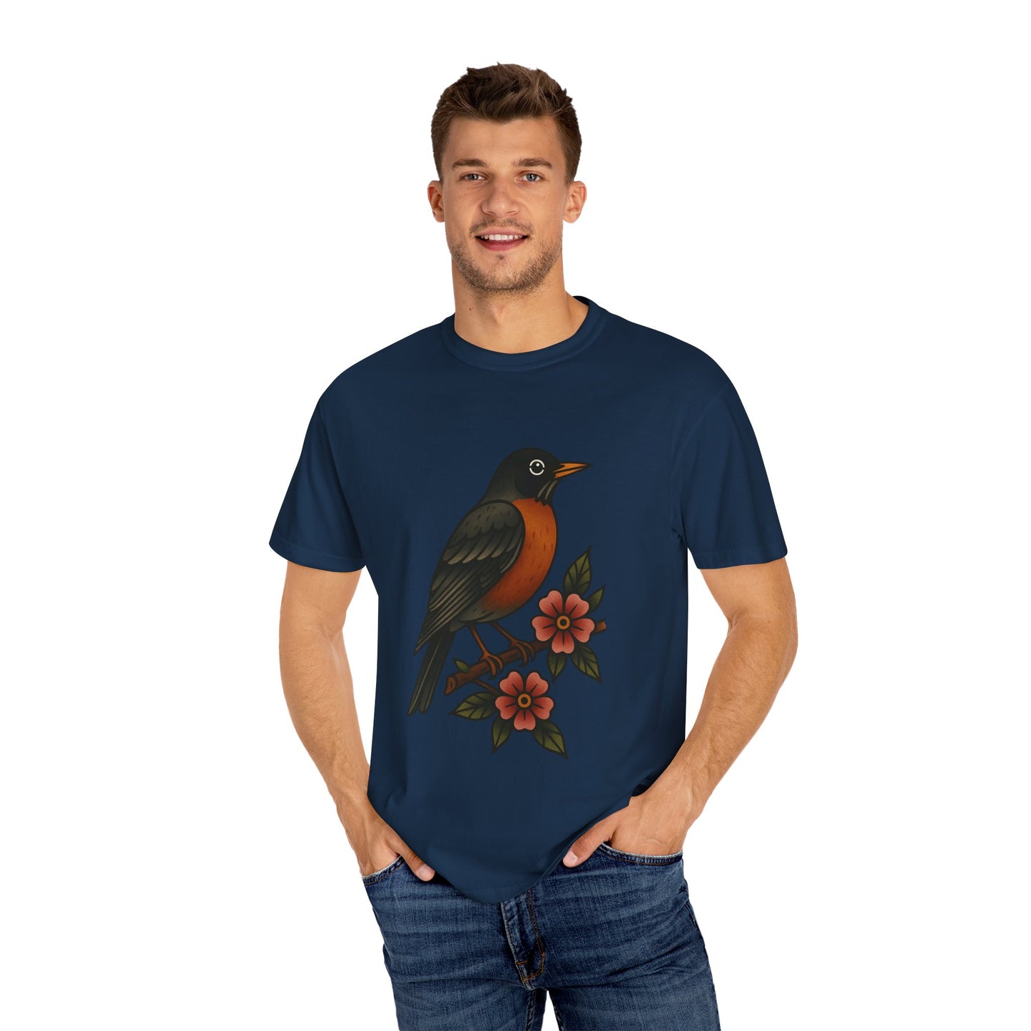 Robin & Wildflower Tattoo Tee – Comfort Colors Unisex Garment-Dyed T-Shirt