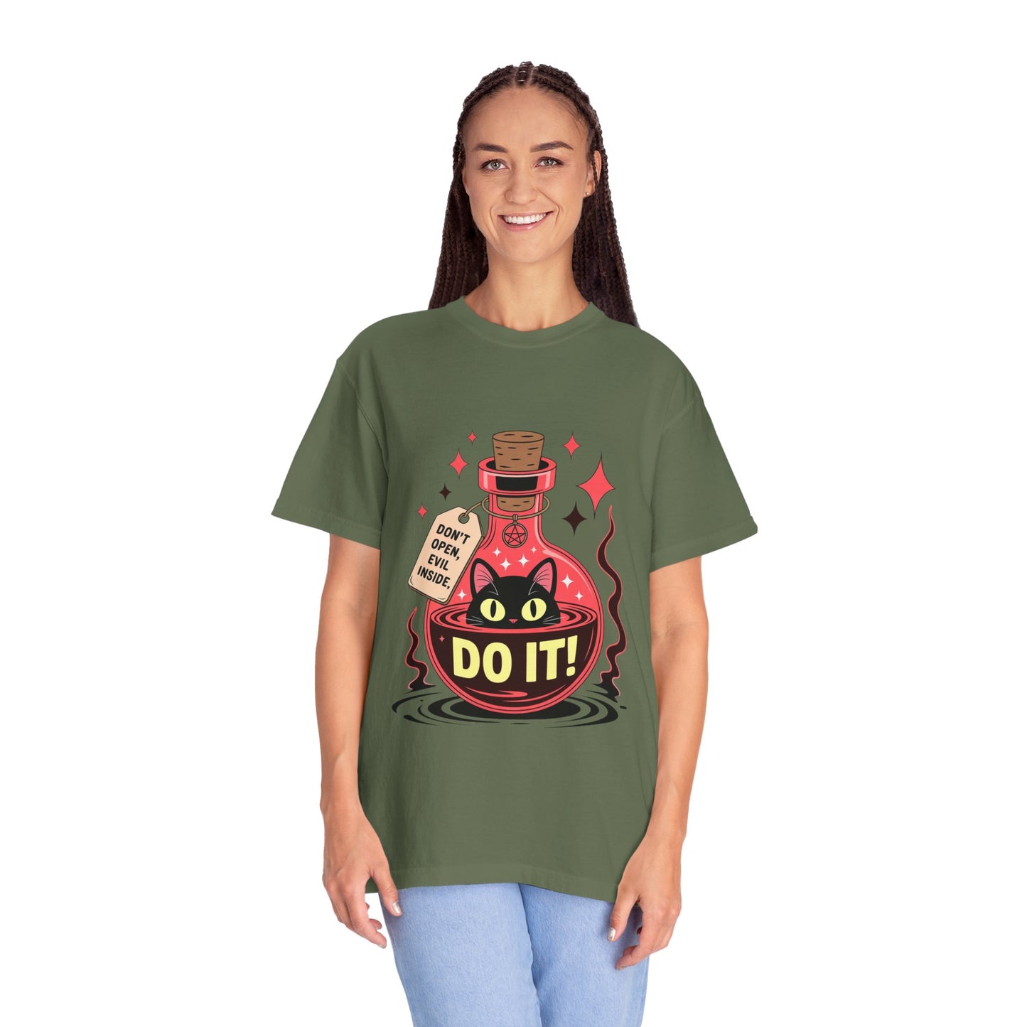 Evil Cat Potion Tee – Gothic Bottle Familiar Comfort Colors T-Shirt