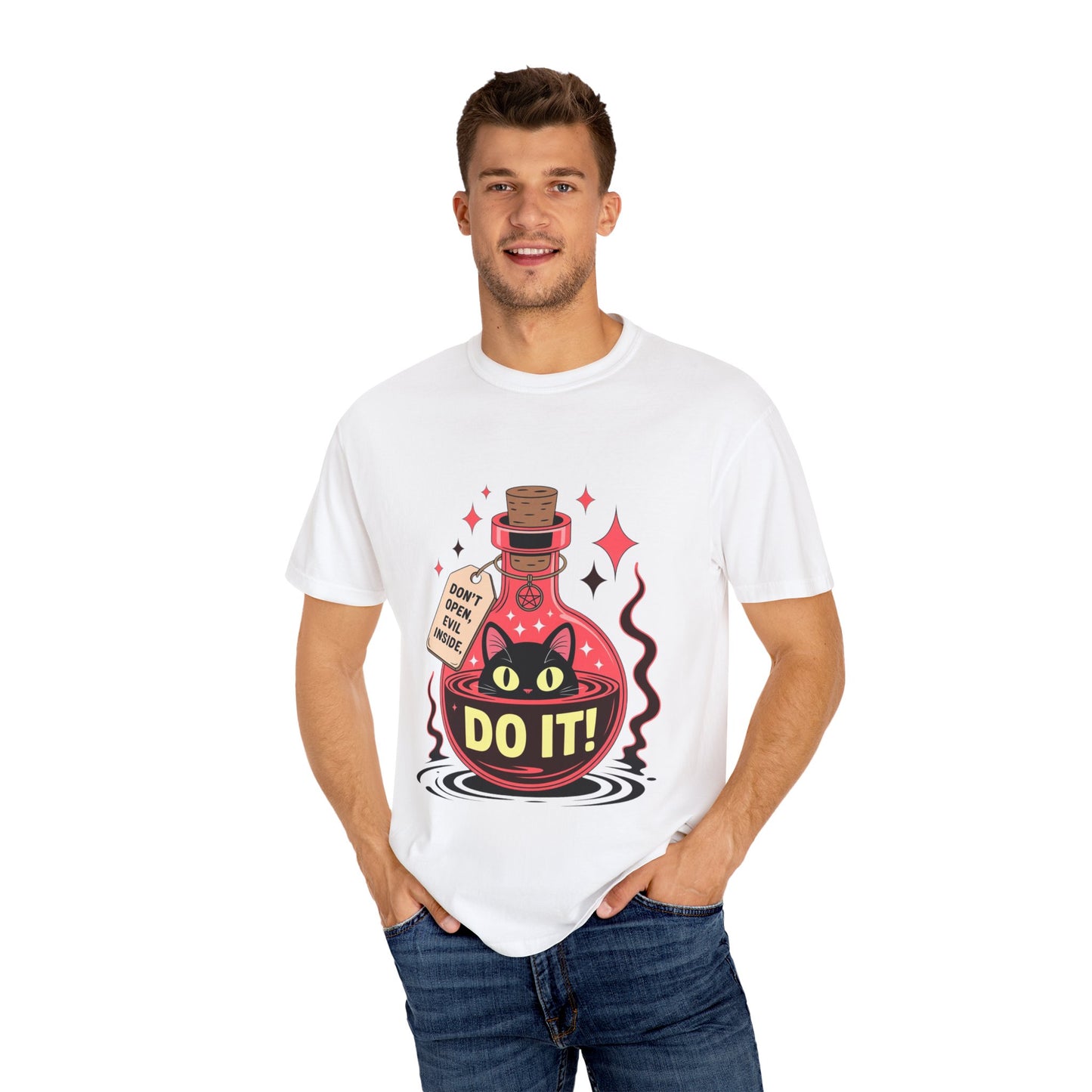 Evil Cat Potion Tee – Gothic Bottle Familiar Comfort Colors T-Shirt