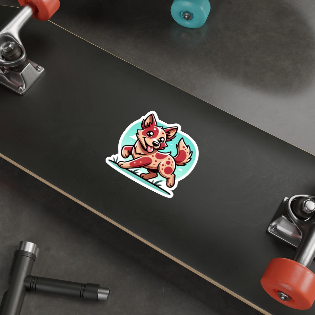 Red Heeler Cartoon Sticker – Cute Australian Cattle Dog Vinyl Decal