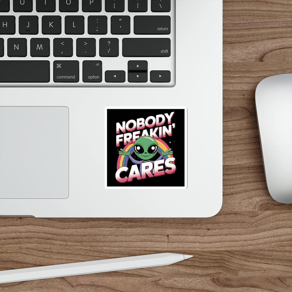 Nobody Freakin’ Cares Alien Sticker – Die-Cut Vinyl Sticker