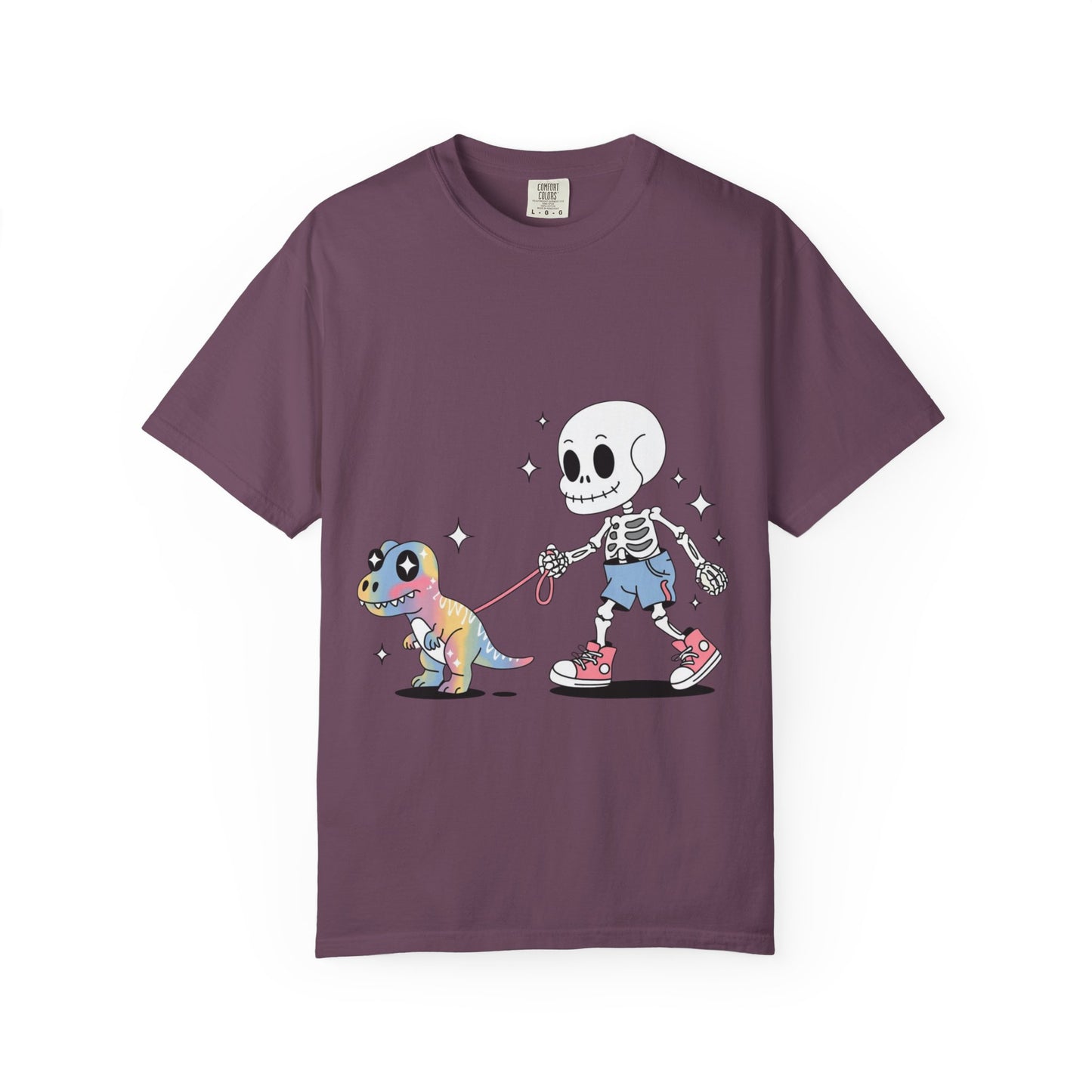 Dino Walk Tee – Skeleton Walking Rainbow Dinosaur Shirt