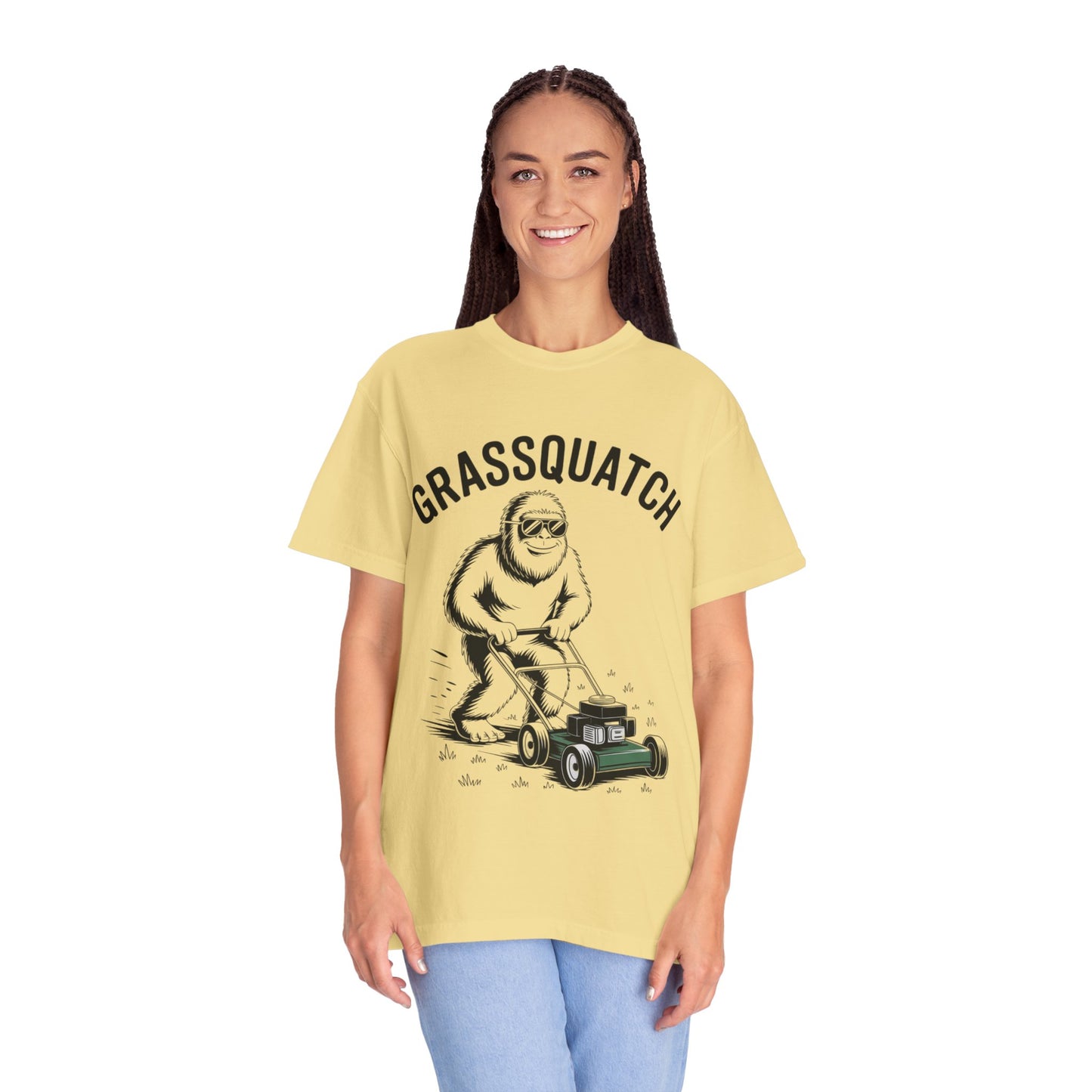 Grassquatch Lawn Mowing Tee – Funny Bigfoot Yardwork Shirt