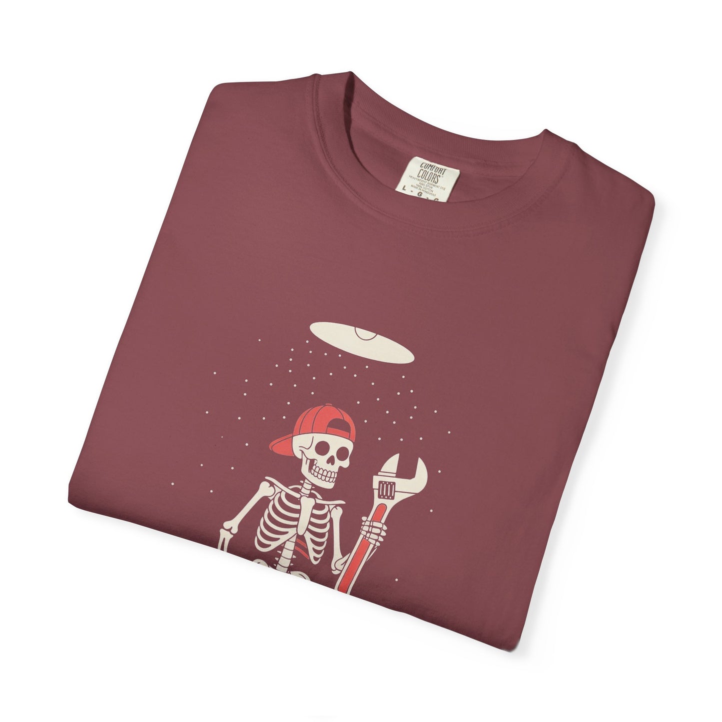 UFO Mechanic Skeleton Tee – Alien Abduction Fixer Shirt